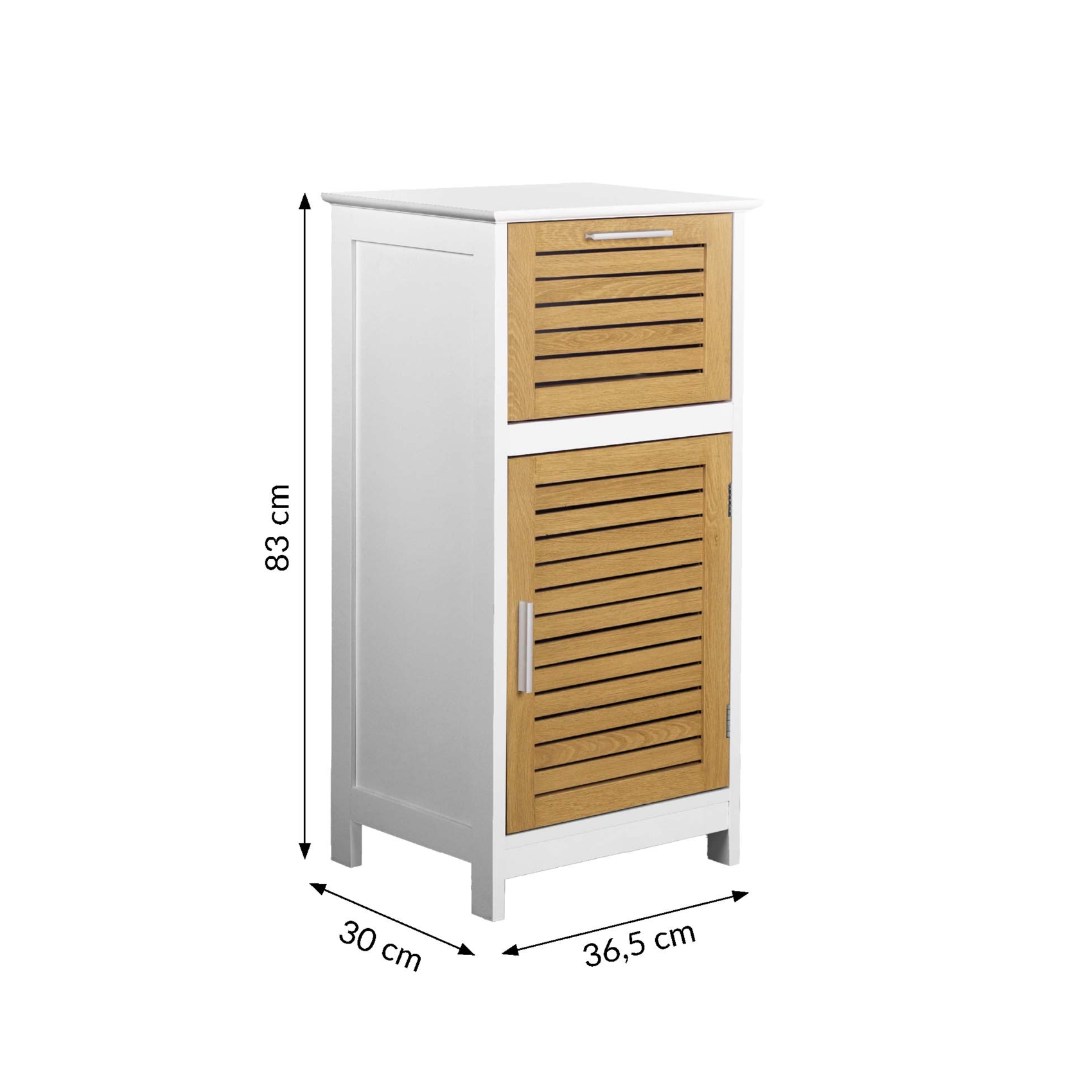 Meuble bas de salle de bain avec porte à lames et rangement — vue 4