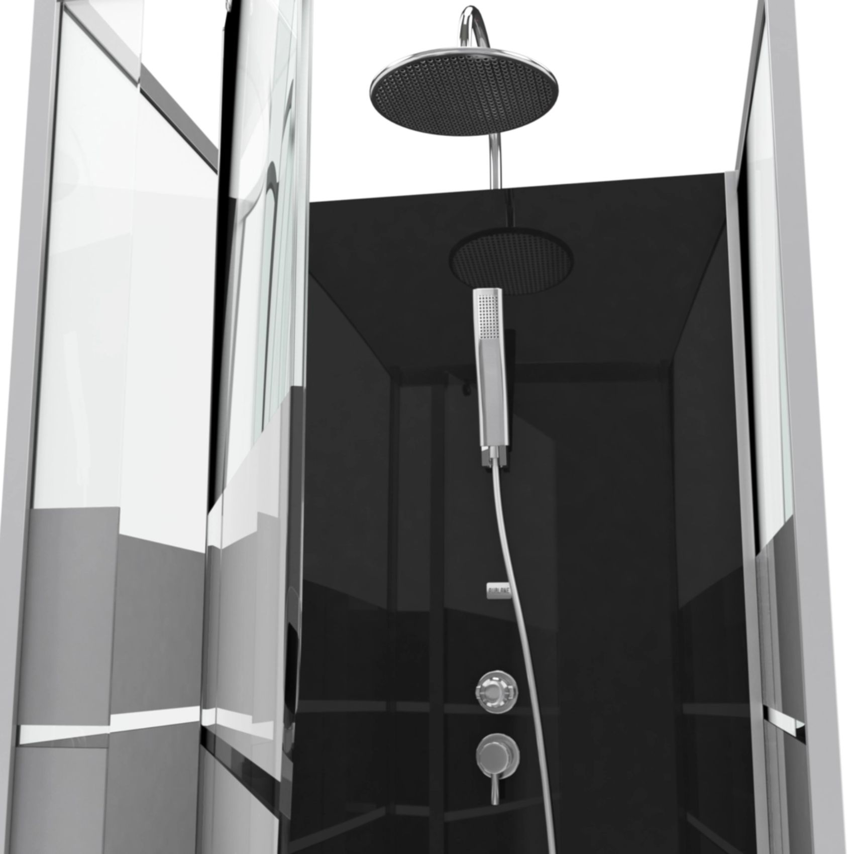 Cabine de douche carrée avec verre sérigraphié — vue 3