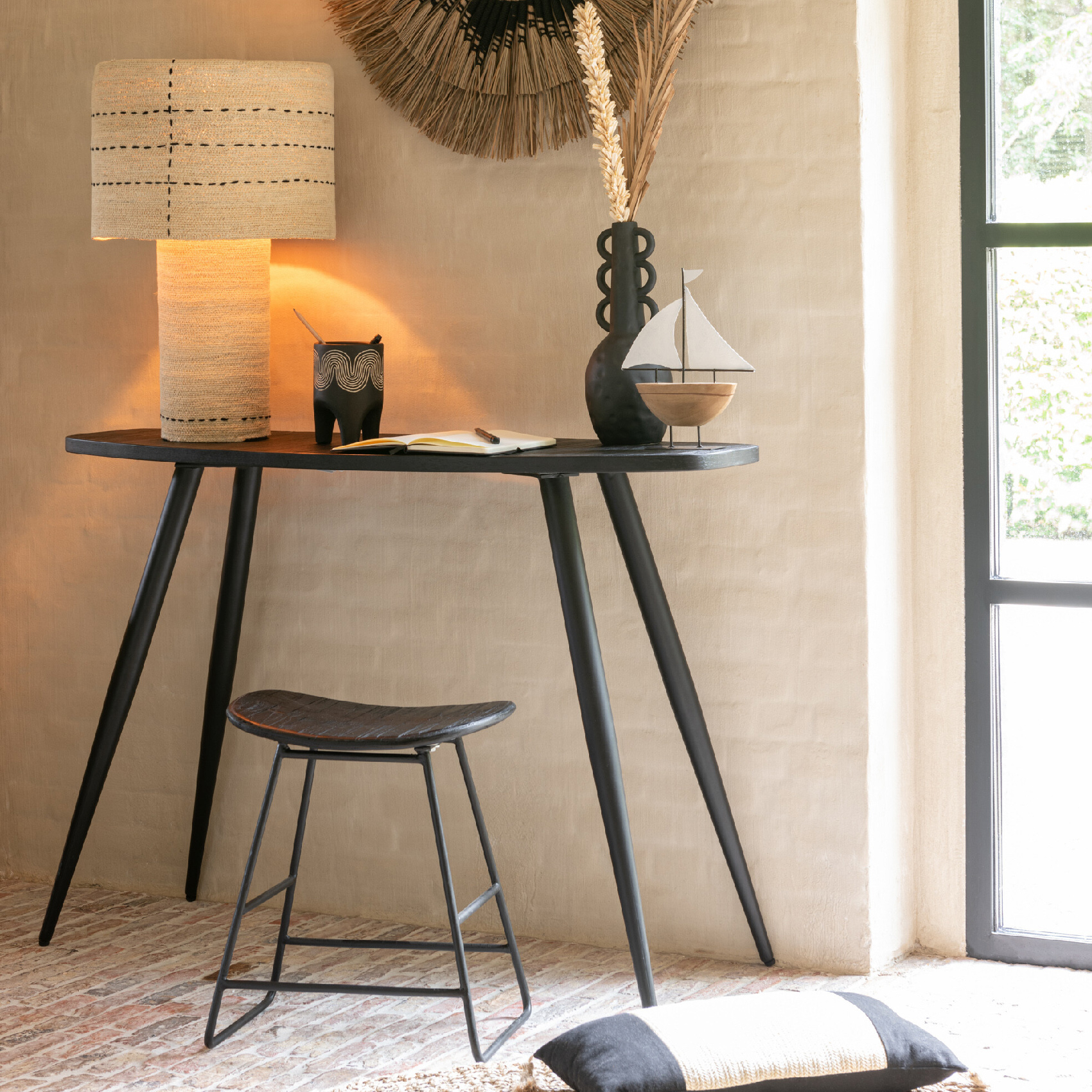 Tabouret rectangulaire en bois teck recyclé — vue 5