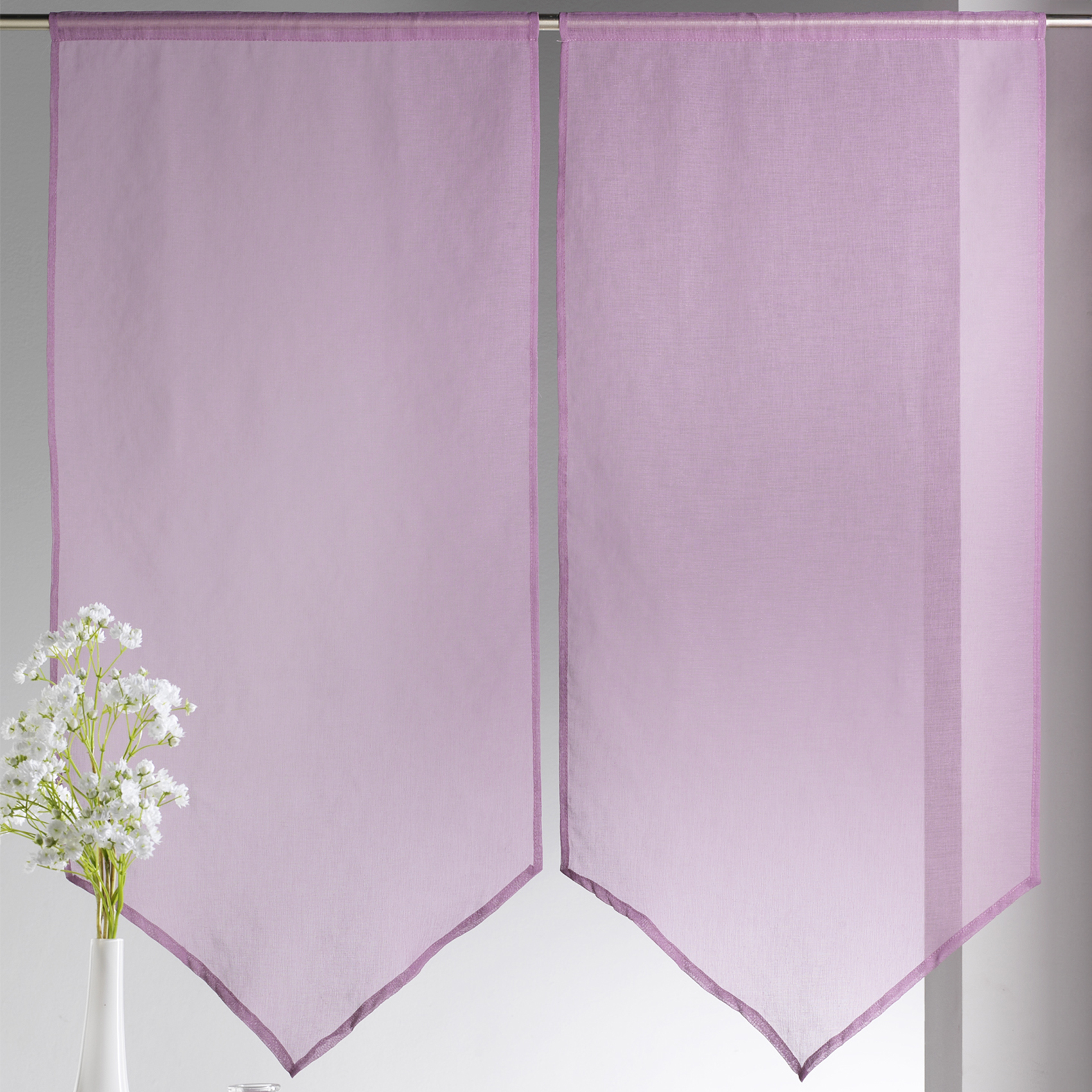 Paire de petits voilages Etamine bas en pointe — vue 5