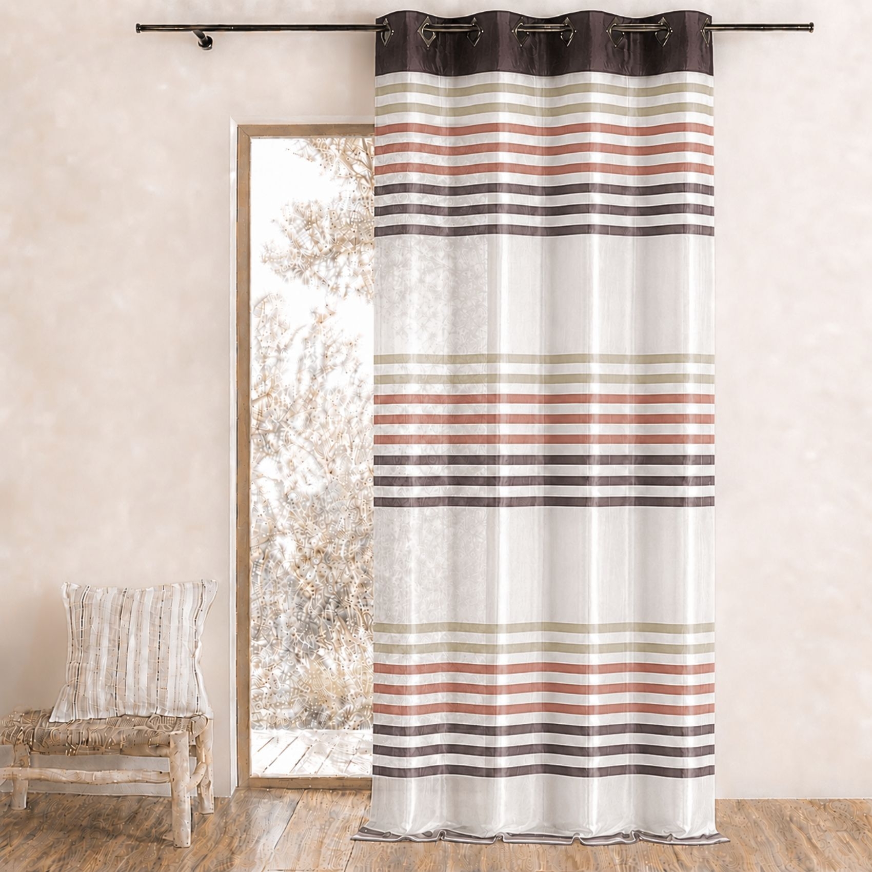 Voilage en Organza rayé et Coloré — vue 3