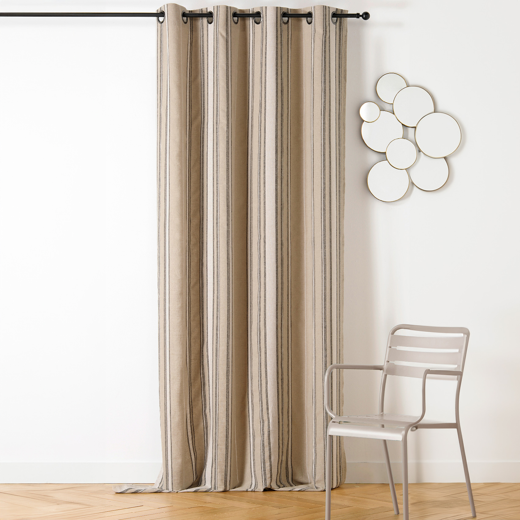 Rideau à Oeillets Lin Rayé Esprit Méditerranéen — vue 4