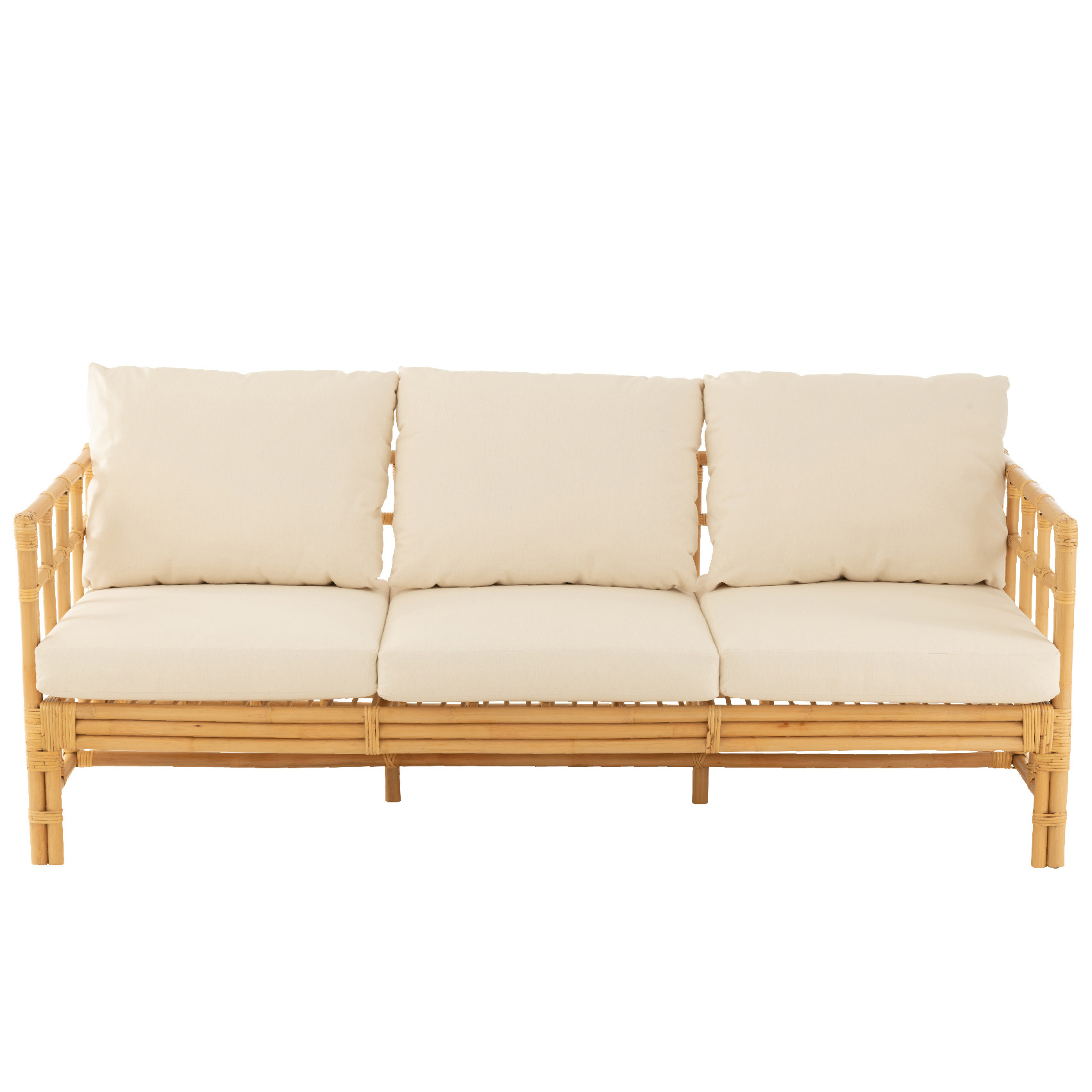 Canapé trois places en rotin avec coussins — vue 4