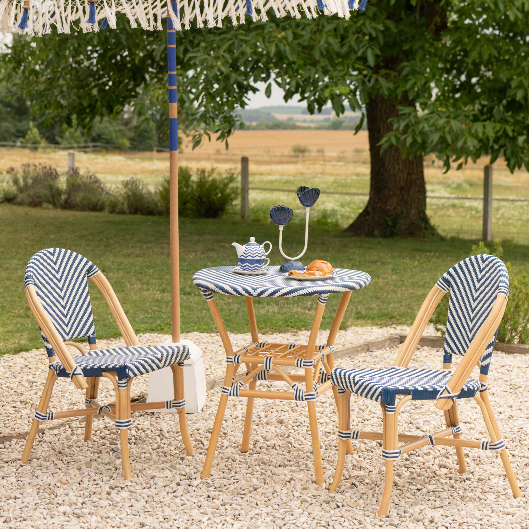 Table de jardin ronde en rotin tressé — vue 6