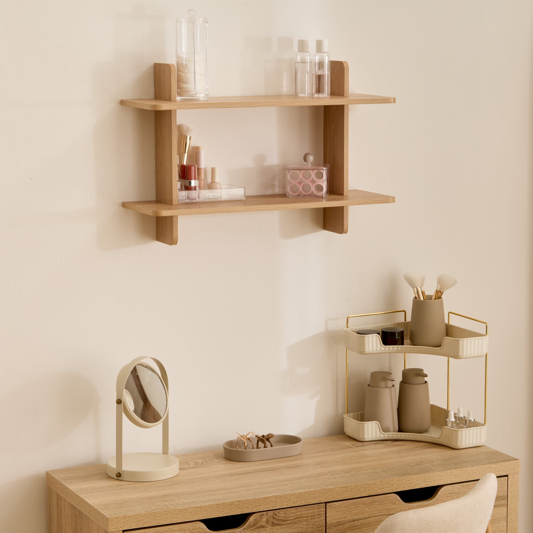 Etagère murale 2 niveaux en bois — vue 6