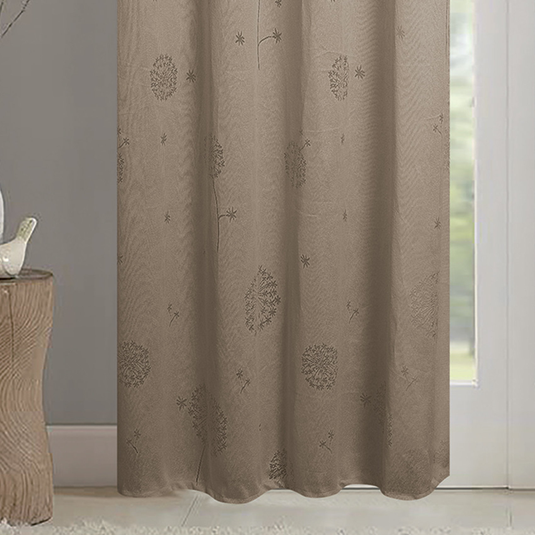 Paire de voilages à oeillets fleurs effet tissé — vue 4