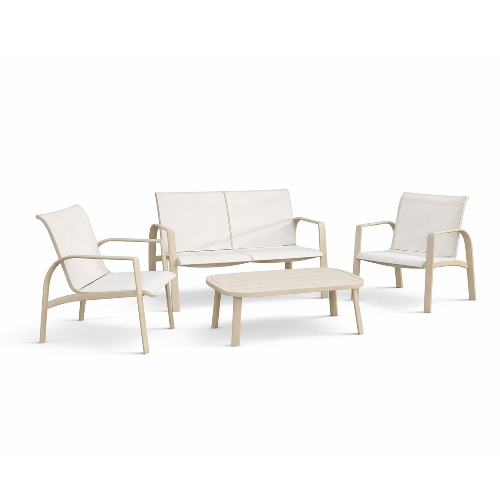 Salon de jardin bas 4 places en aluminium