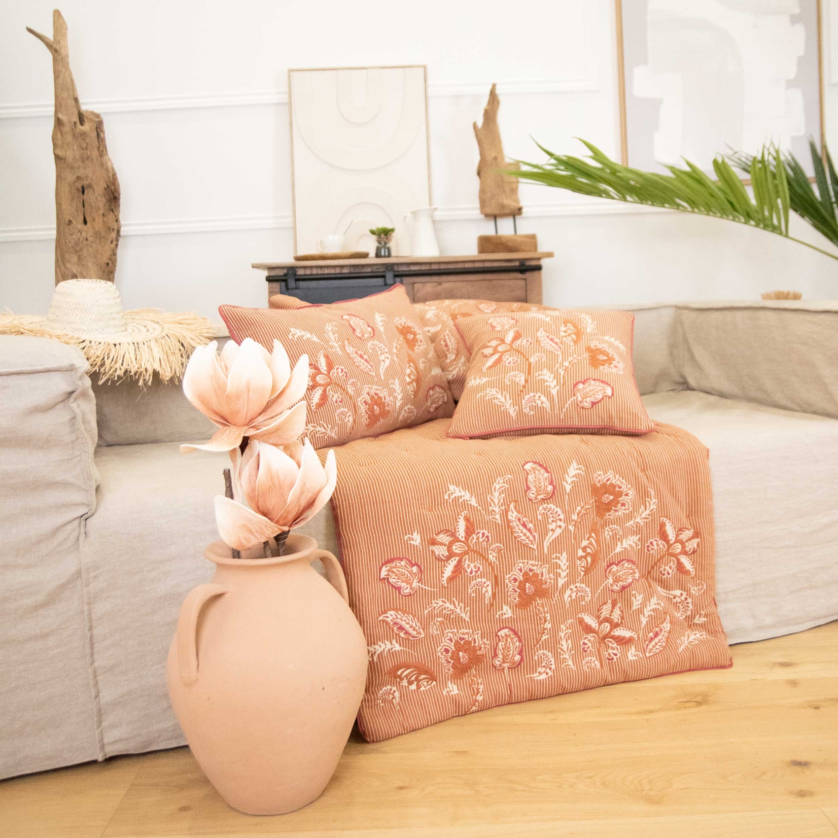 Édredon décoratif en polylin motif floral — vue 4