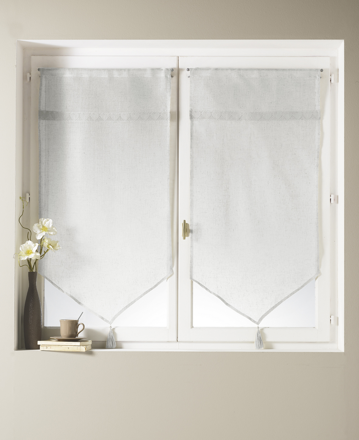 Paire de voilage à parement haut en macramé coeur — vue 5