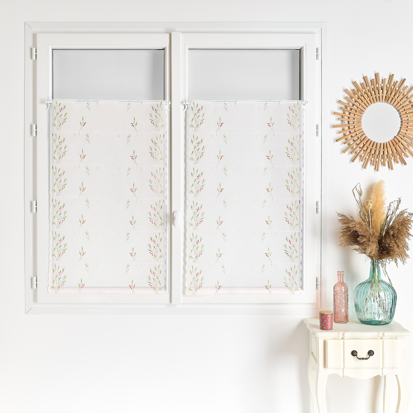 Voilage modulable brodé fleurs