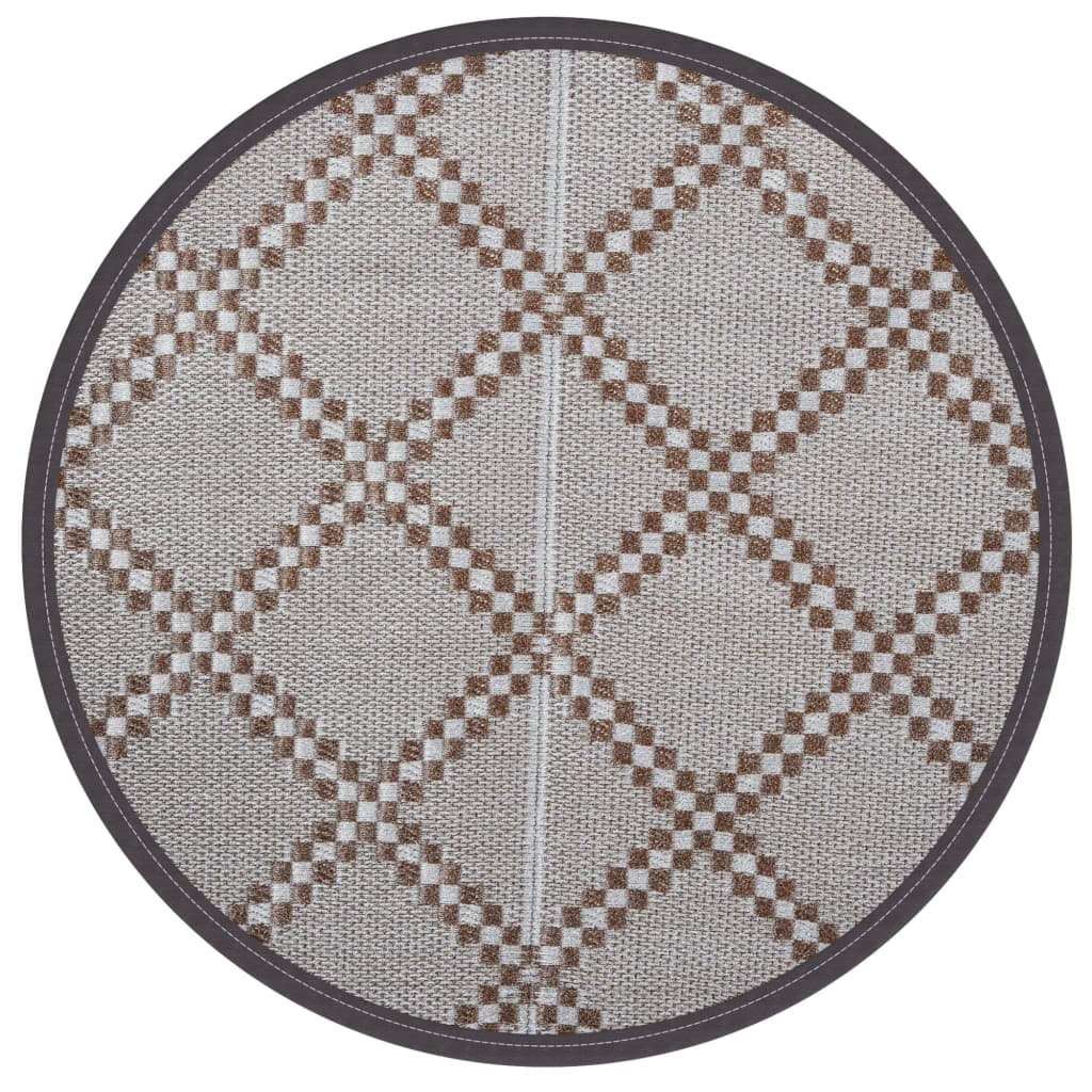 Tapis d’extérieur rond réversible motif graphique tissé