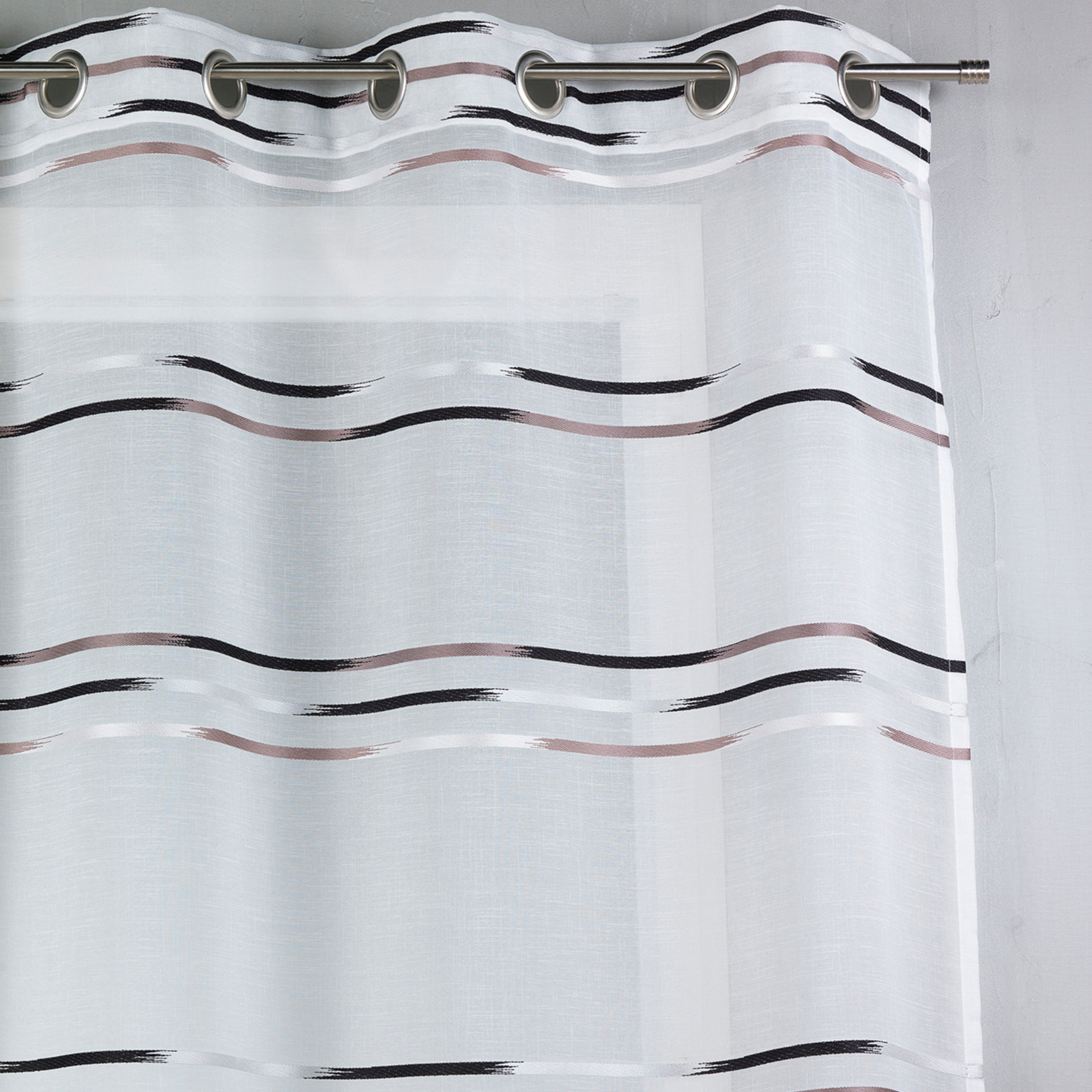 Voilage en étamine tissée de fines rayures horizontales — vue 3