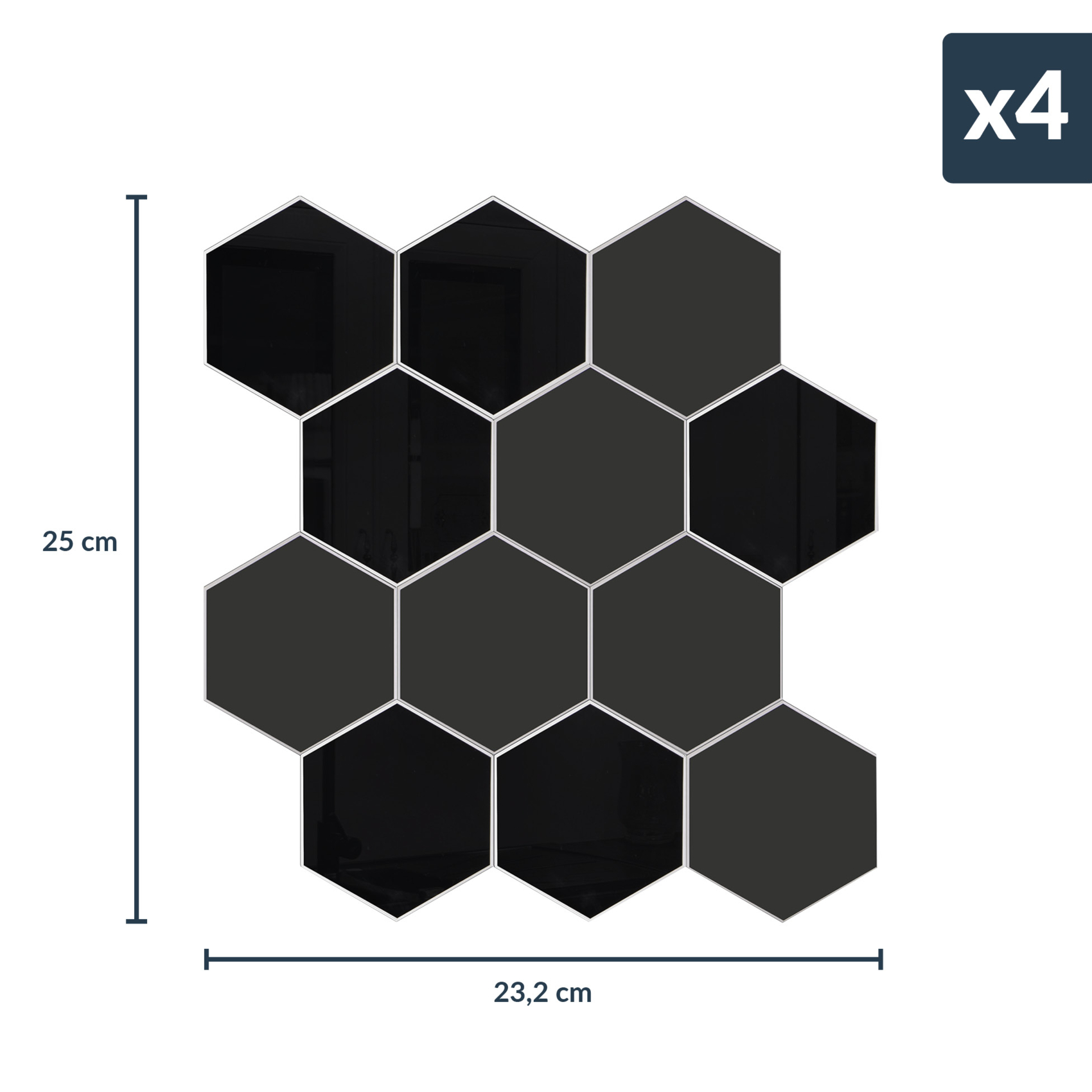 Lot de 4 crédences adhésives murales 3D effet carrelage hexagonal — vue 4