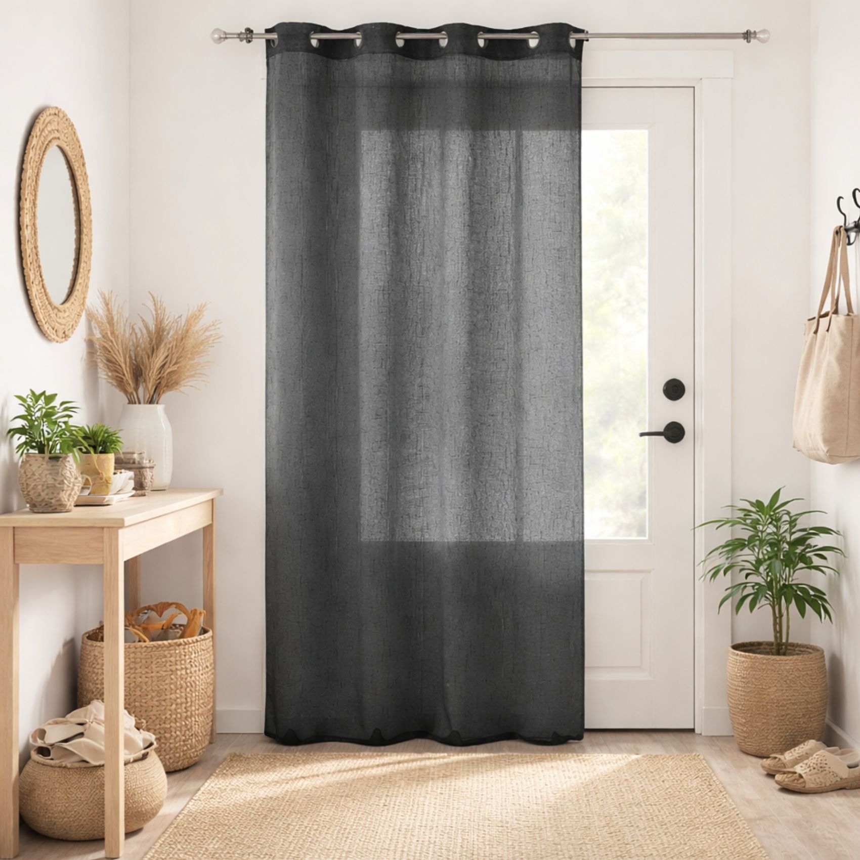 Voilage en étamine unie et fils lurex