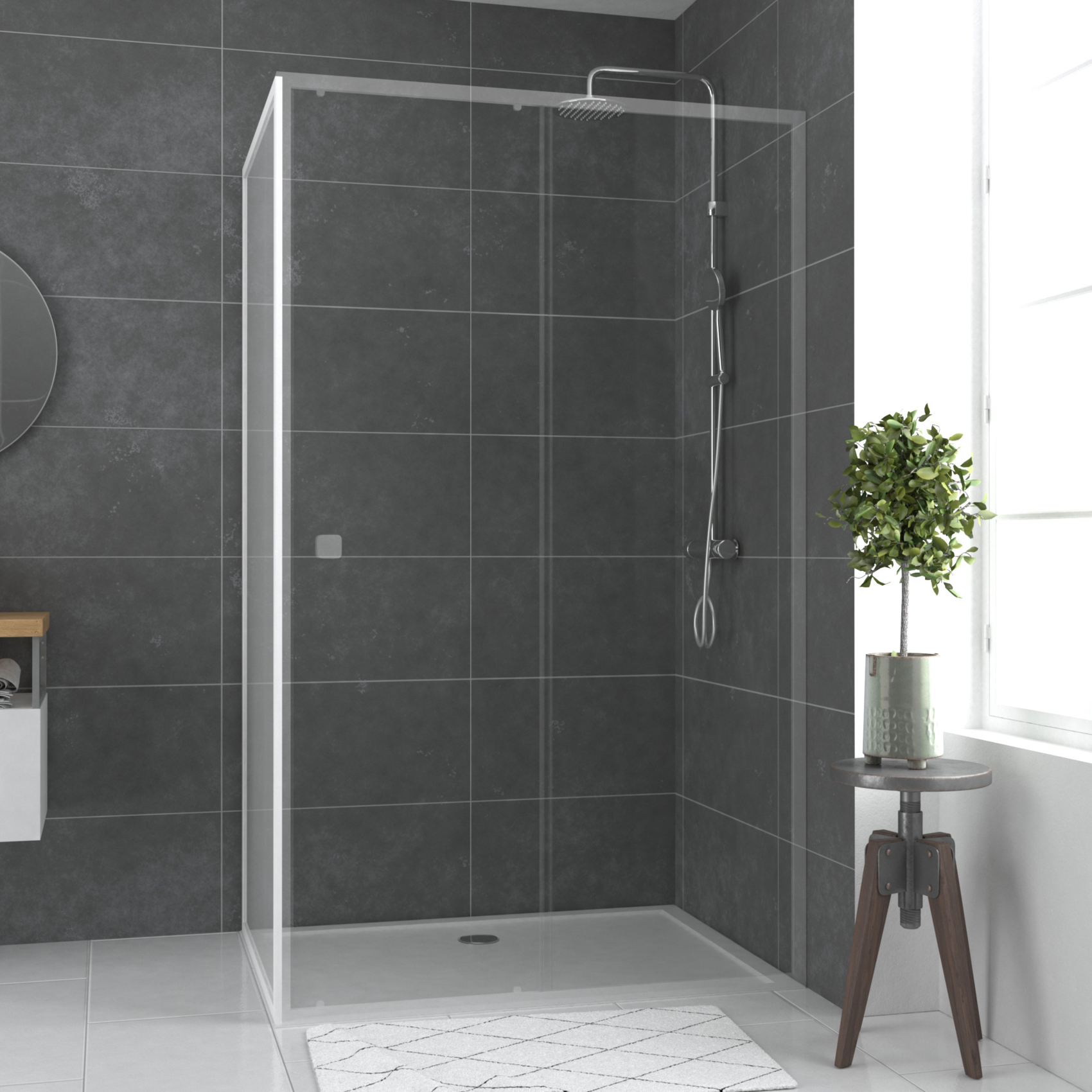 Paroi de retour pour douche en verre trempé — vue 3