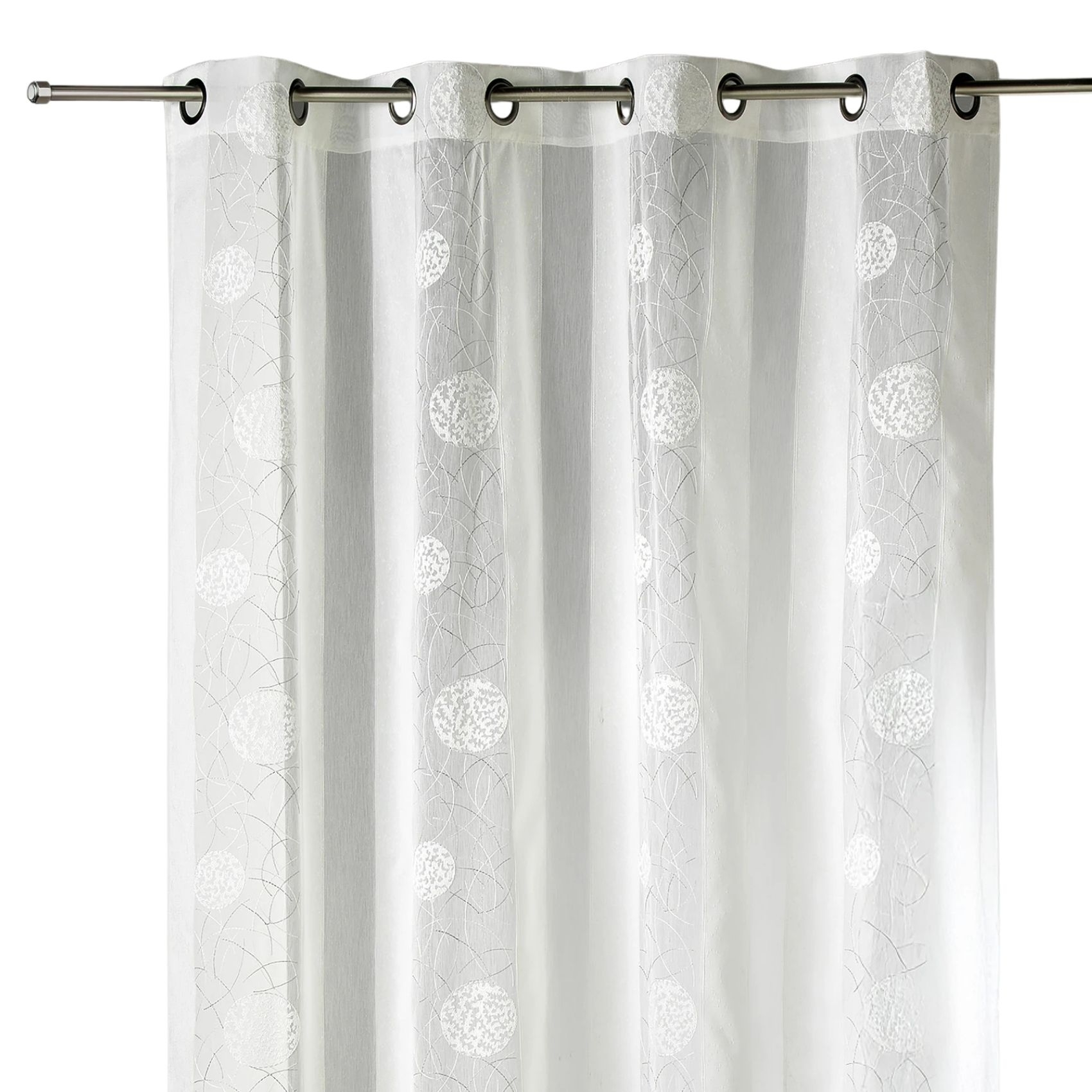 Voilage brodé en organza à motifs ronds — vue 6