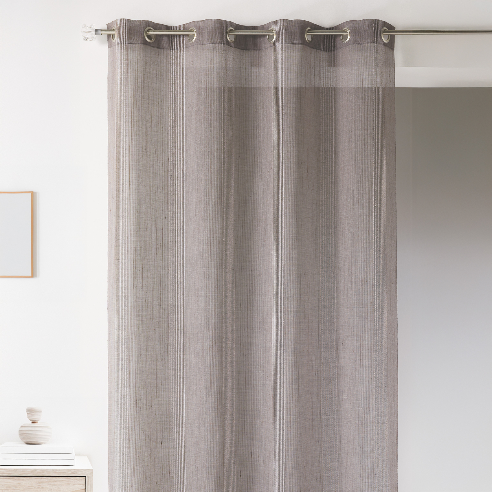 Voilage rayures brodées ton sur ton — vue 3