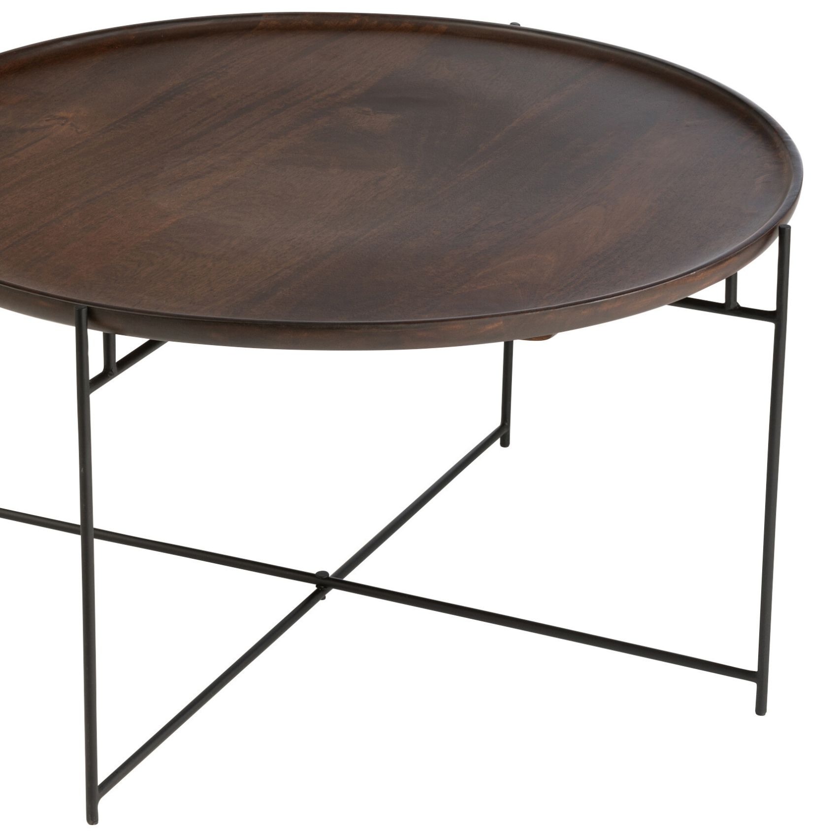 Table basse ronde salon bois de manguier — vue 3