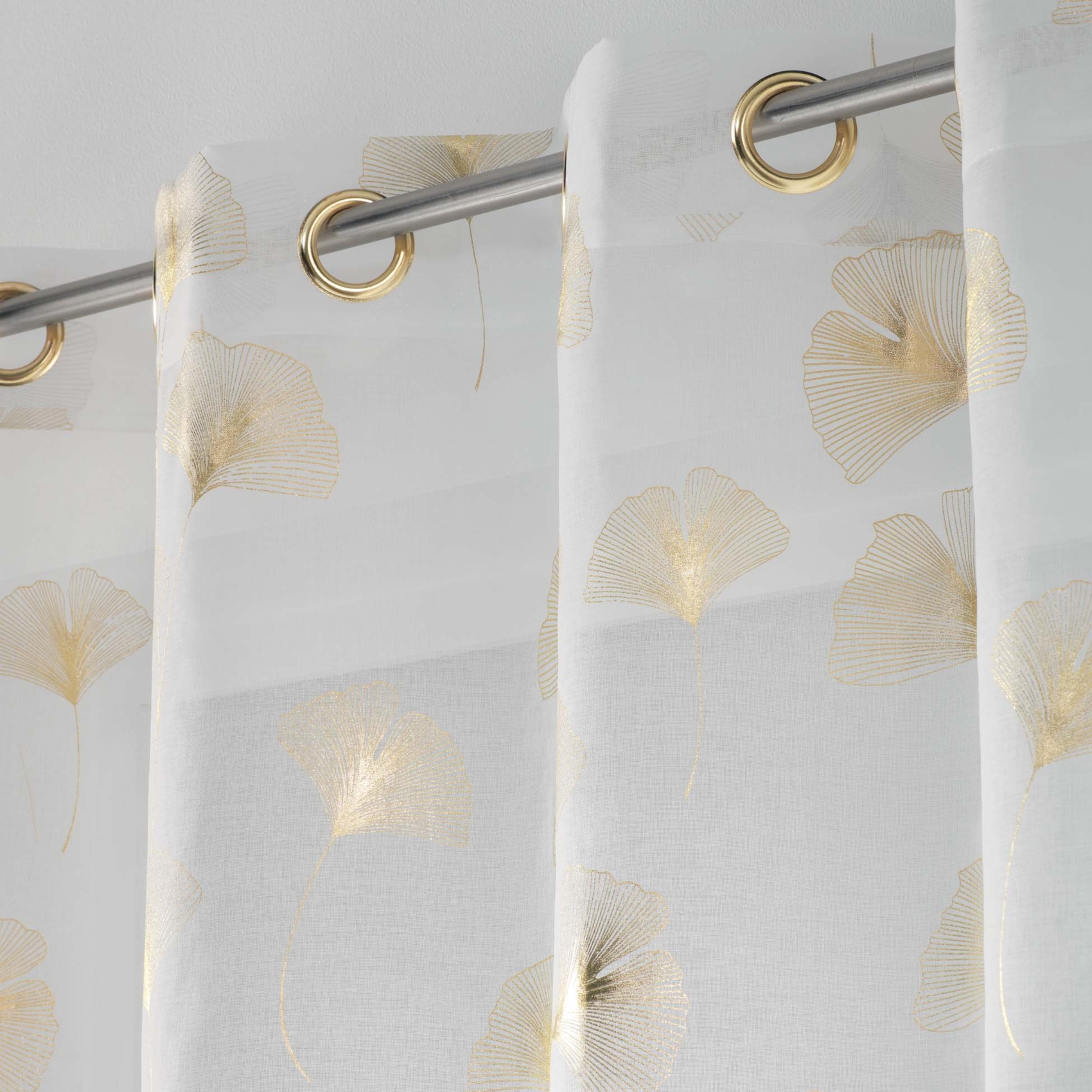 Voilage blanc et ginkgo  doré — vue 3