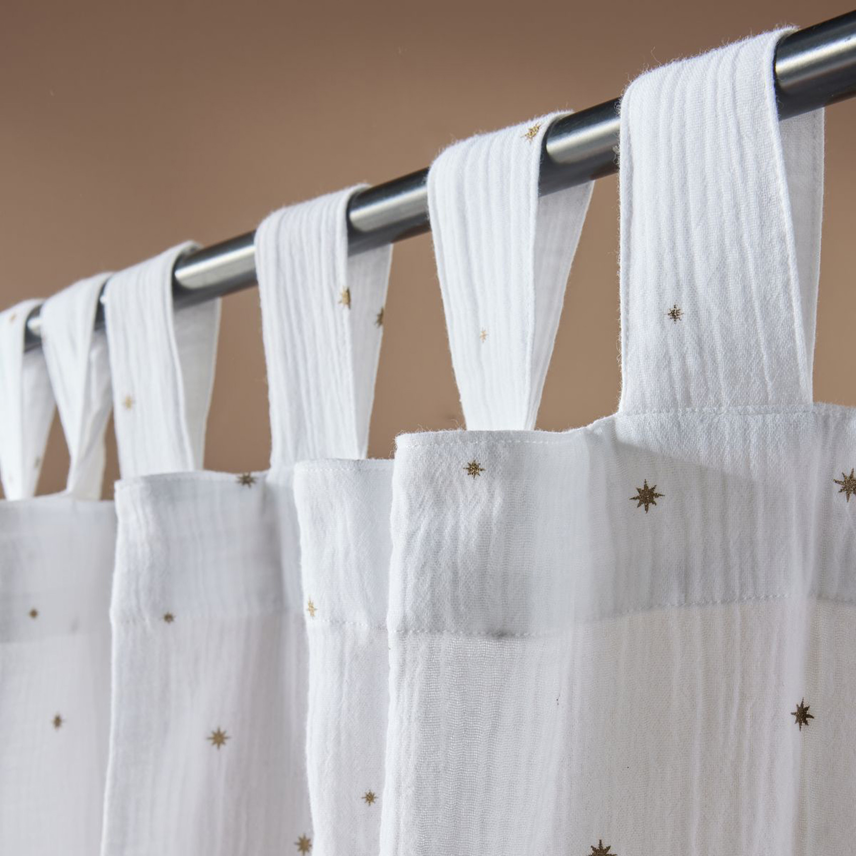 Rideau à passants étoiles en gaze de coton