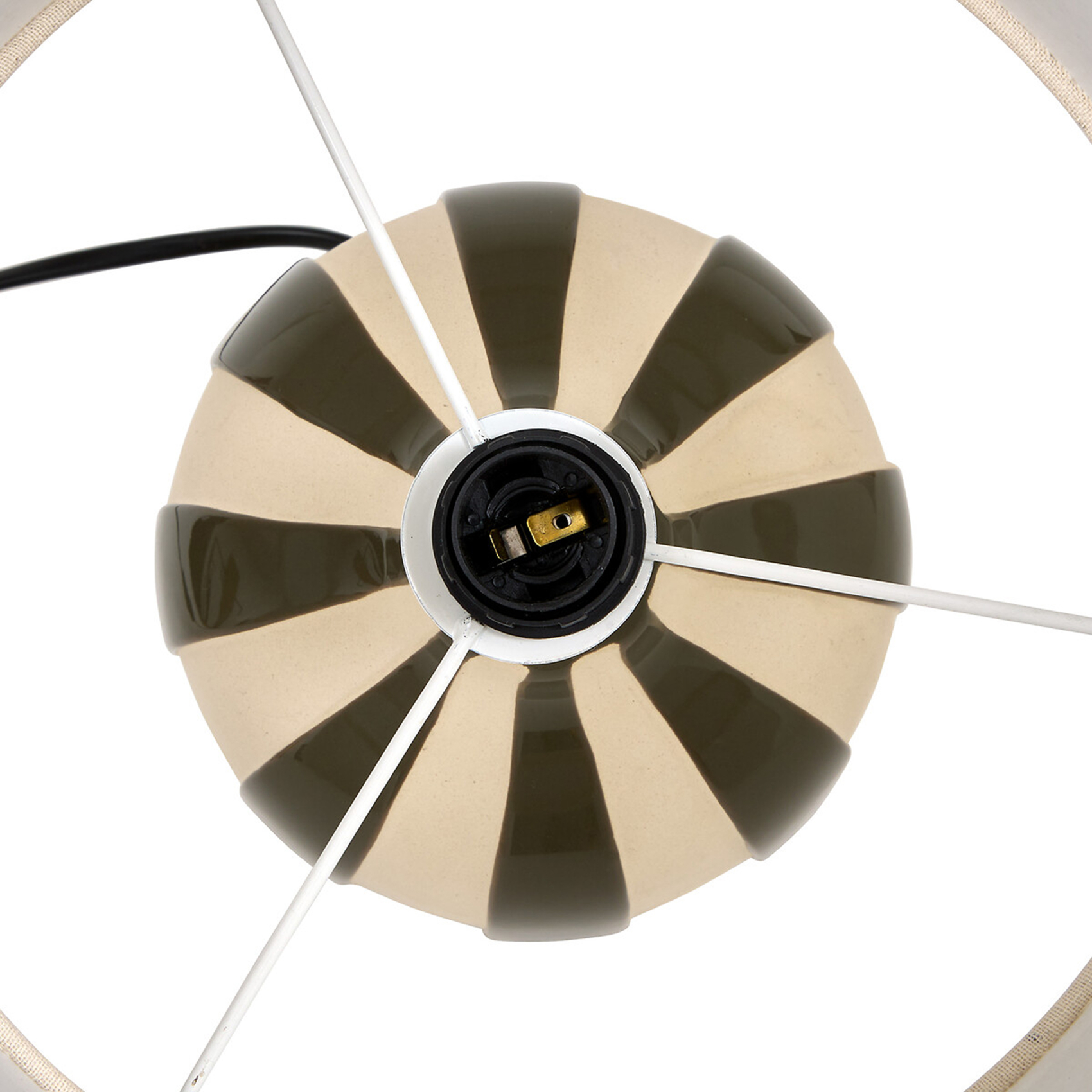 Lampe à poser en céramique rayée avec abat-jour textile — vue 4