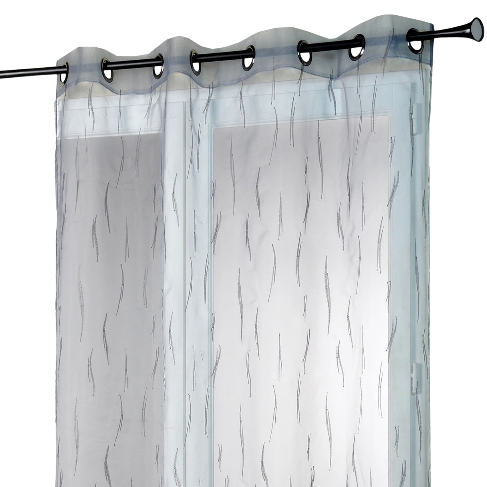 Voilage gris organza brodé motif de brindilles — vue 3