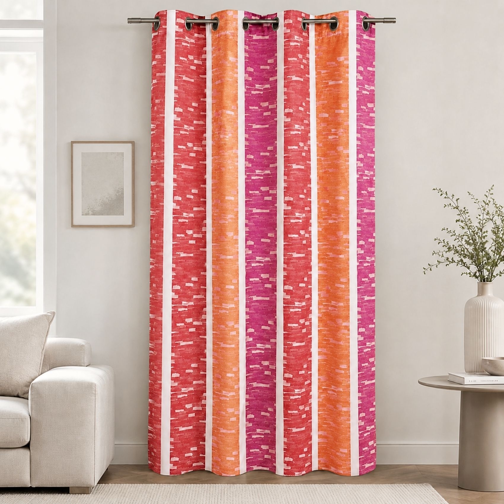 Rideau jacquard à rayures verticales colorées — vue 5