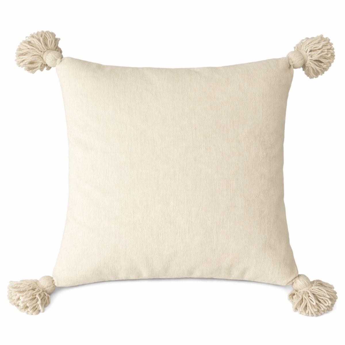 Housse de coussin en laine à pompons