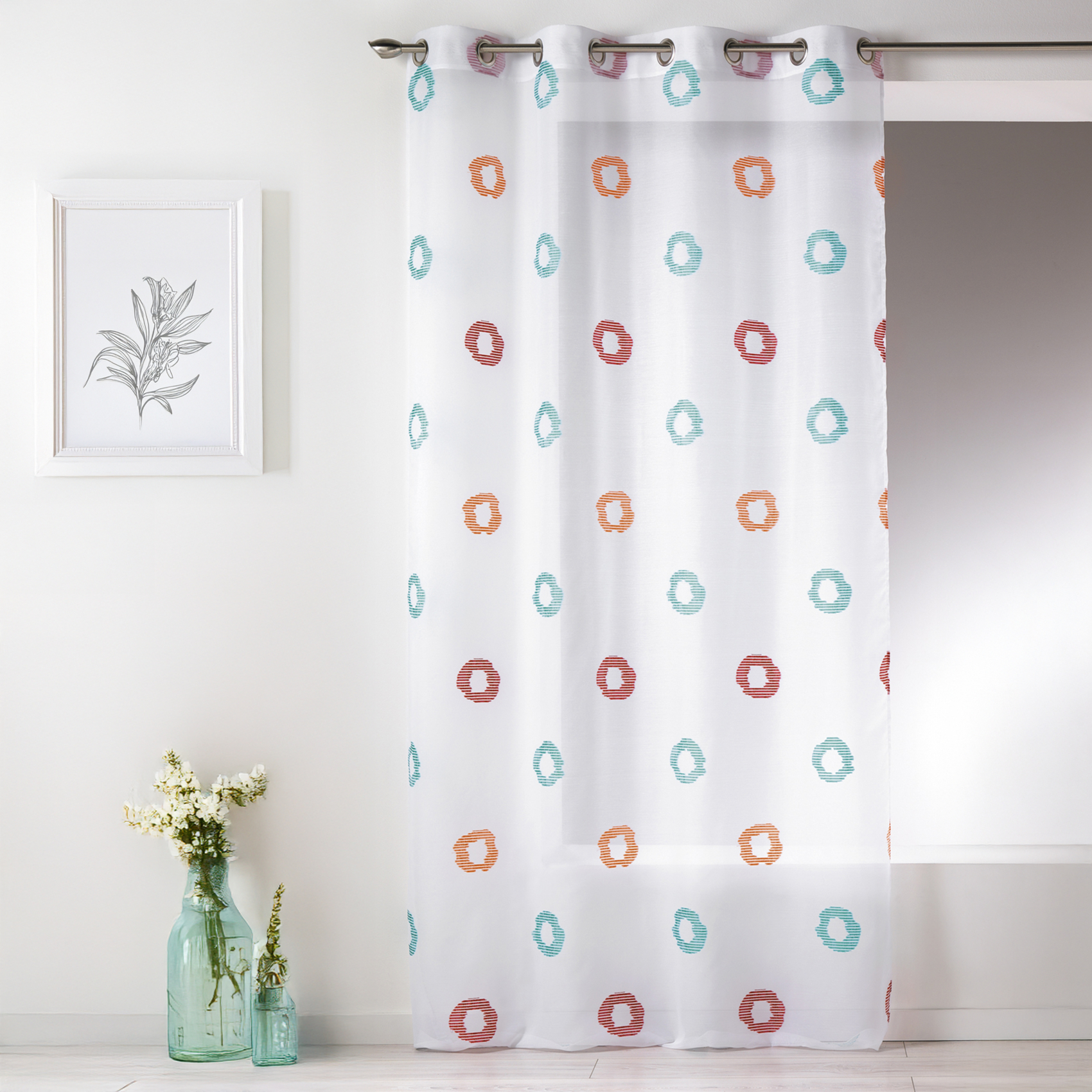 Voilage en Etamine Légère à Imprimés Cercle