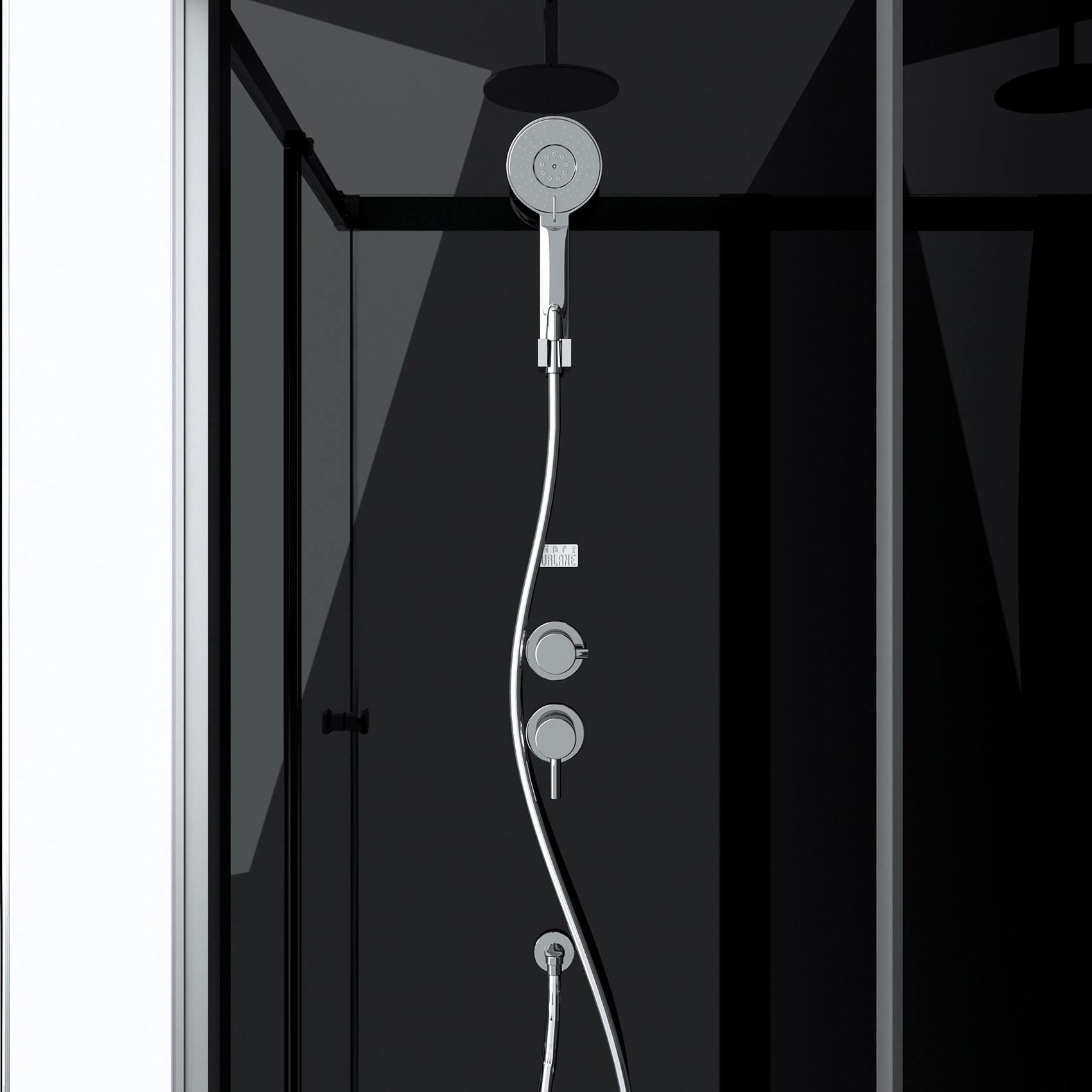 Cabine de douche rectangulaire minimaliste style contemporain — vue 3
