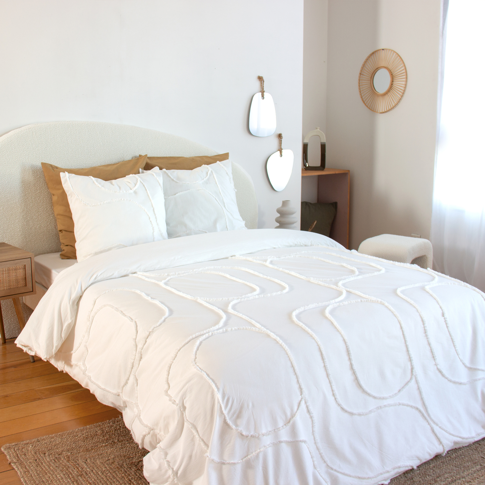 Parure de lit coton lavé tuftée géométrique abstrait — vue 6