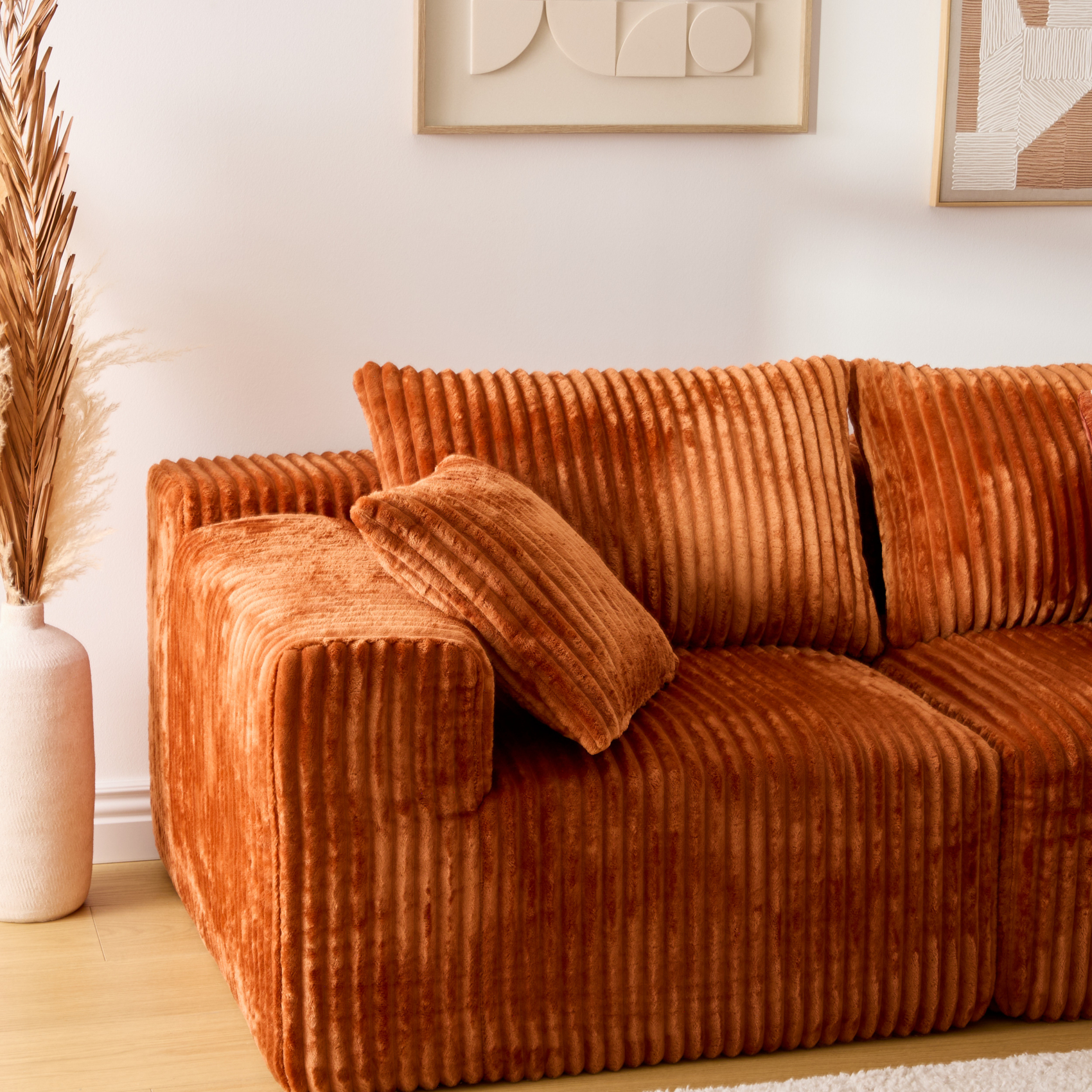 Canapé d’angle 3 places en tissu côtelé — vue 4