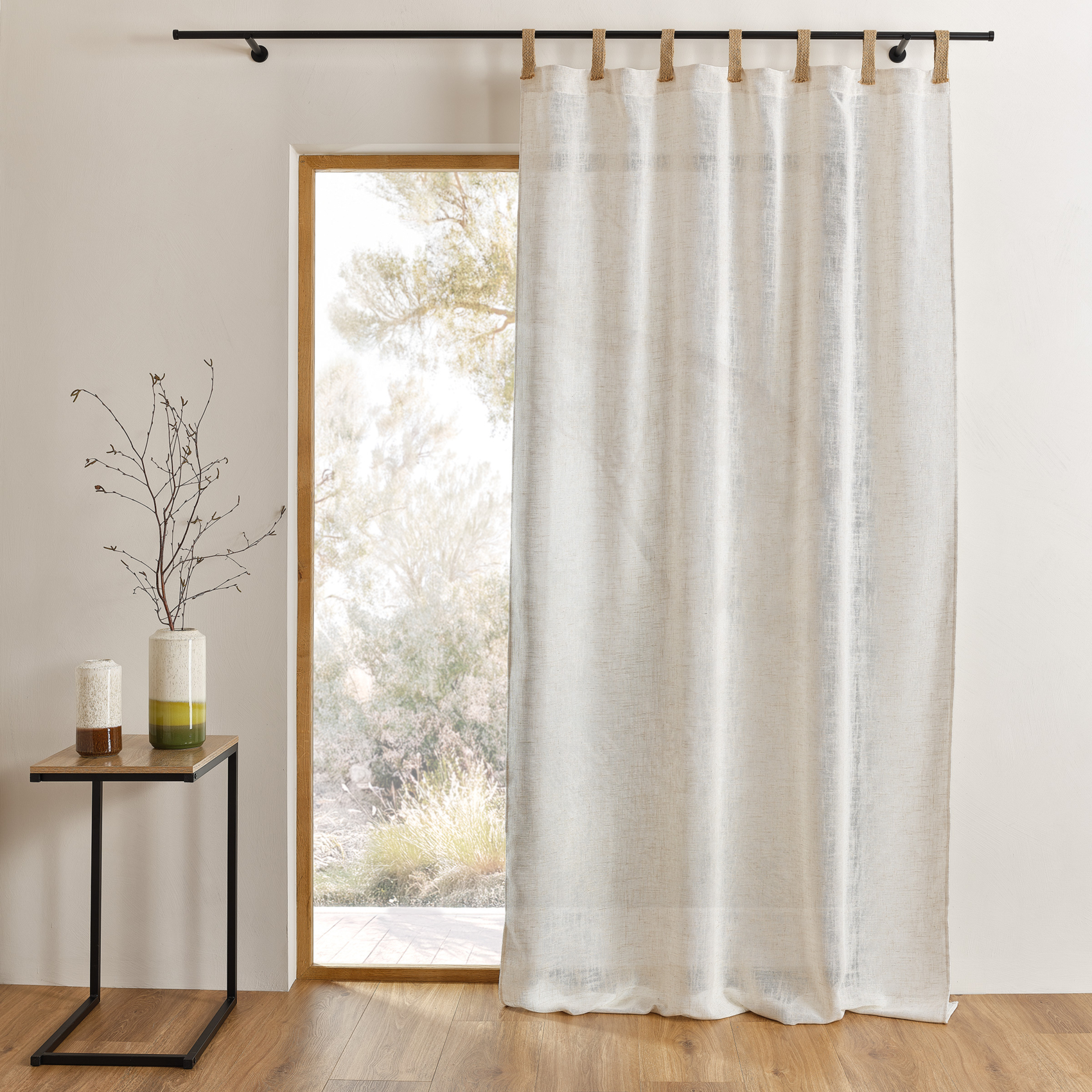 Rideau en tissu polylin à pattes en jute