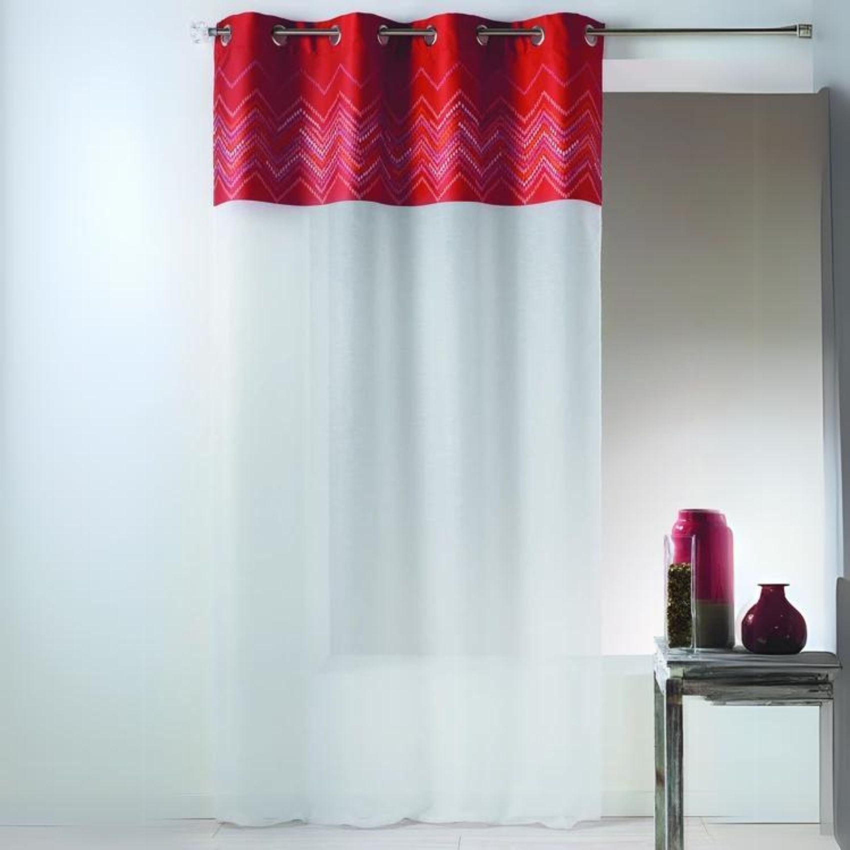 Voilage en jacquard avec parement haut chevron — vue 4