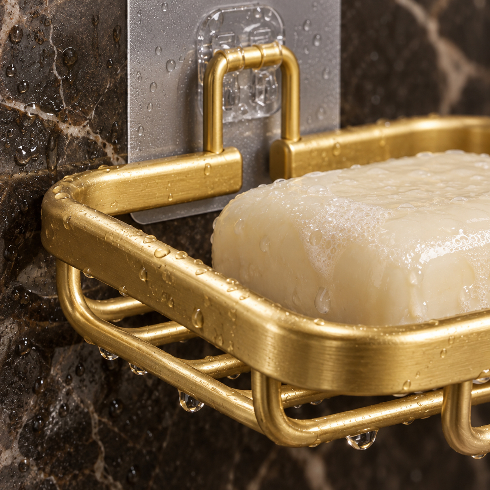 Porte-savon de douche adhésif en aluminium filaire sans perçage — vue 3