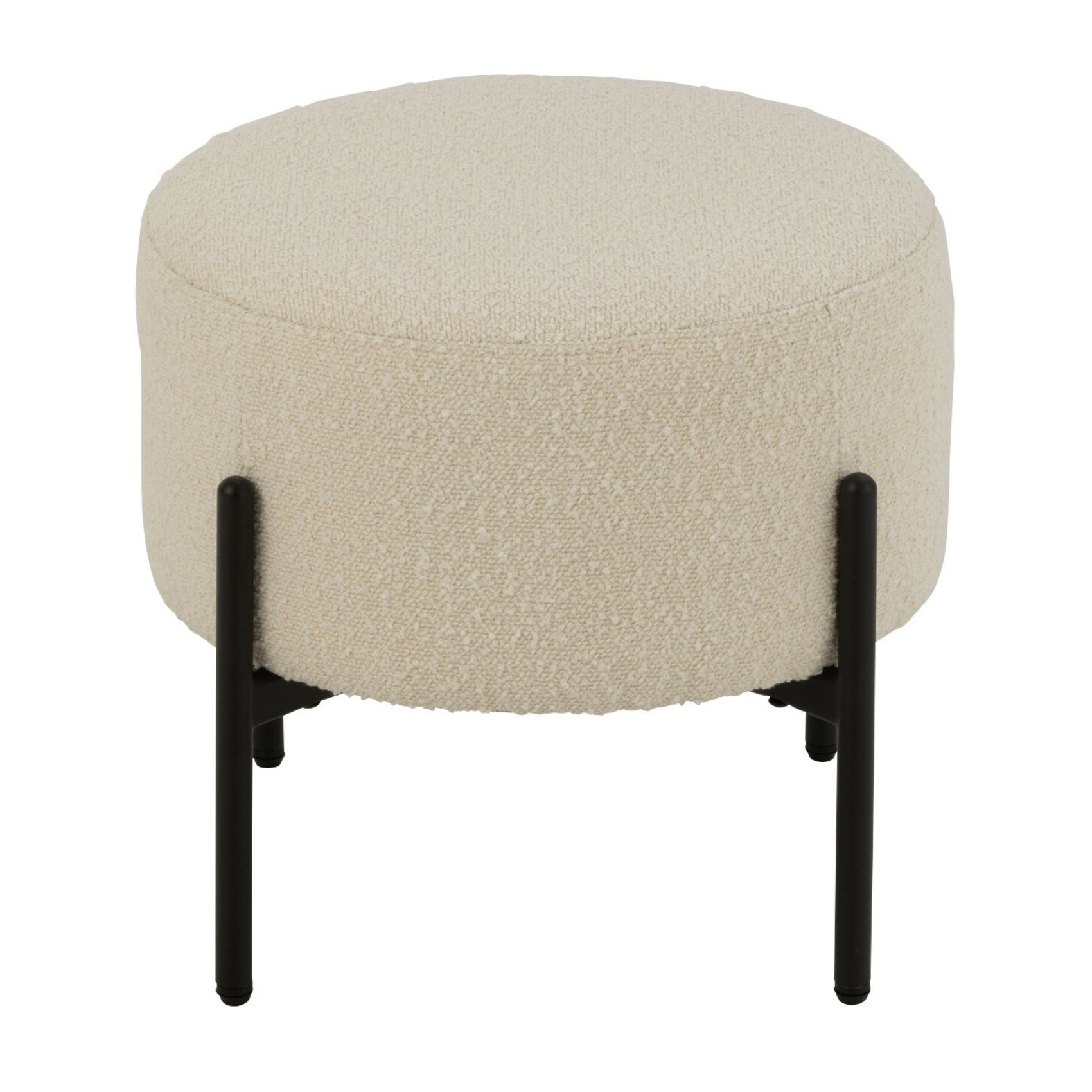 Petit tabouret rond en bois et tissu bouclette — vue 3