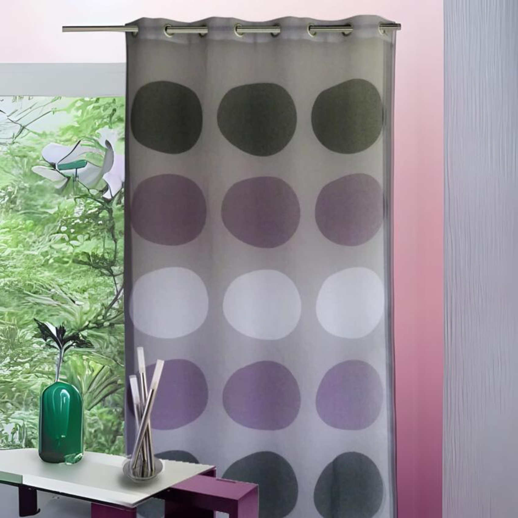 Voilage étamine avec des Gros Pois