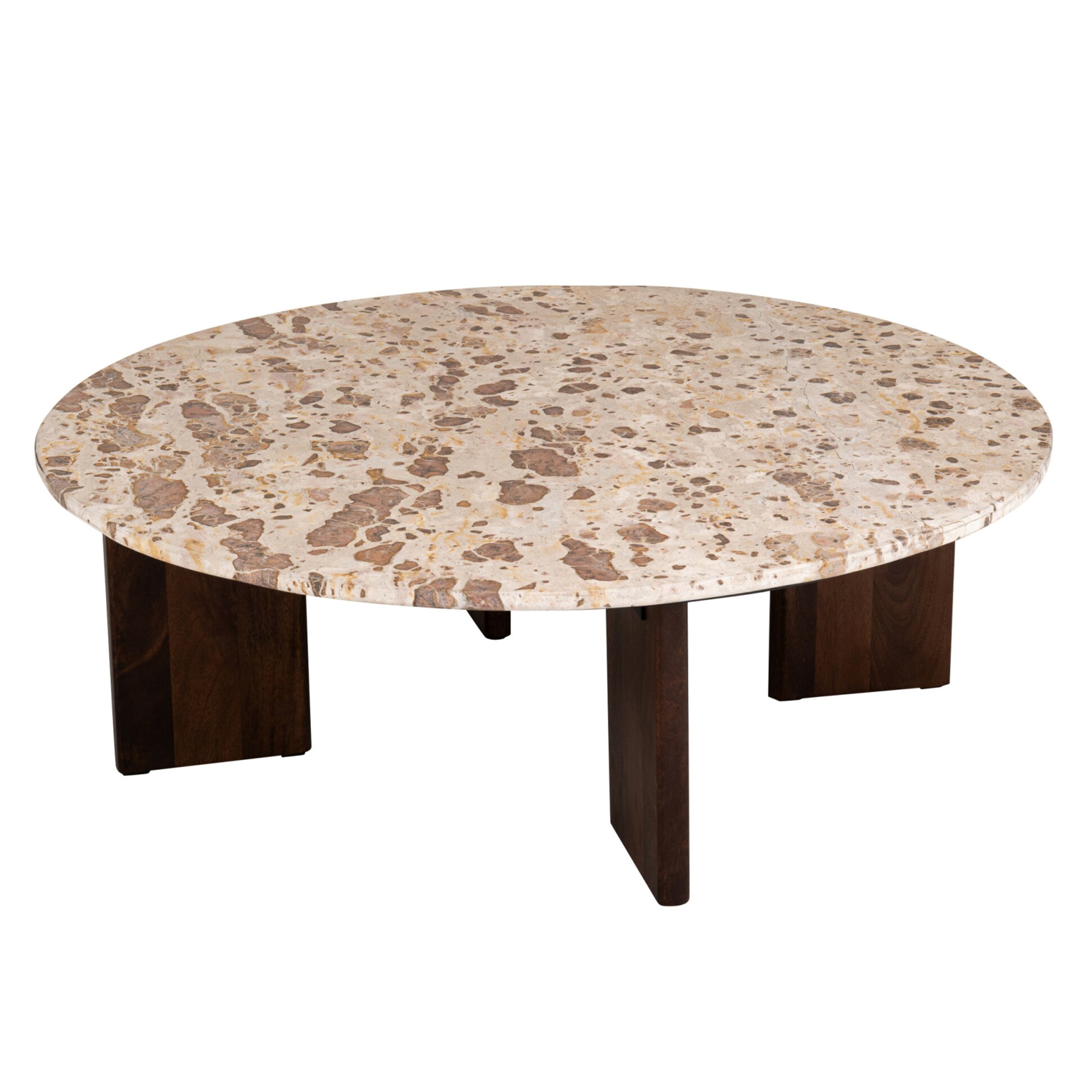 Table basse ronde en pierre effet marbre