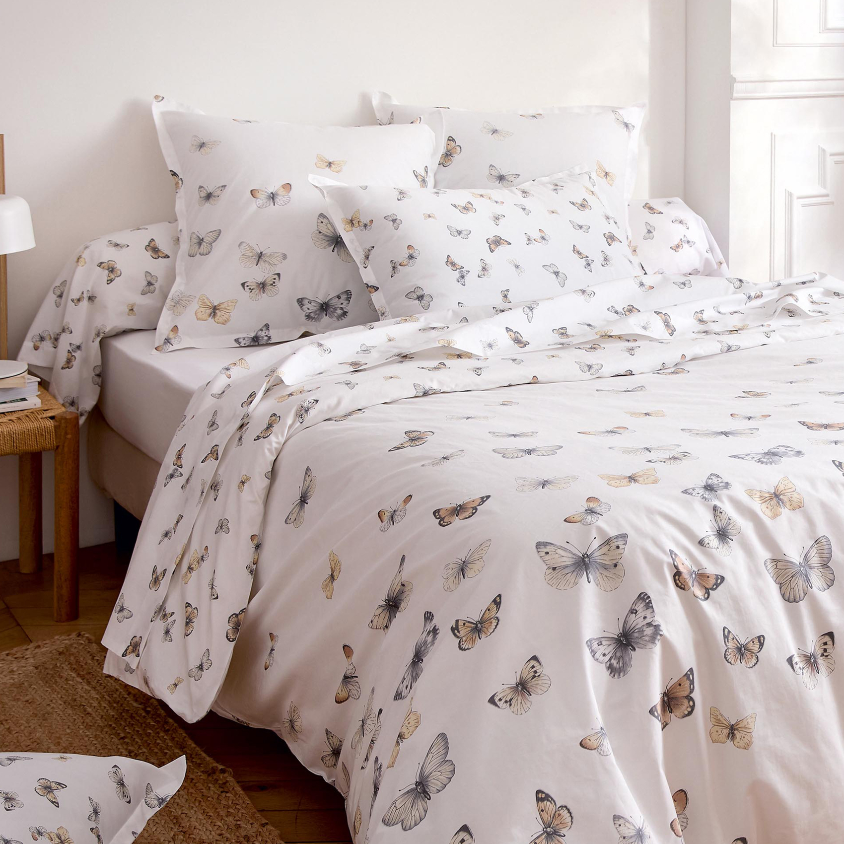 Housse de couette percale de coton 80 fils motif papillons — vue 3