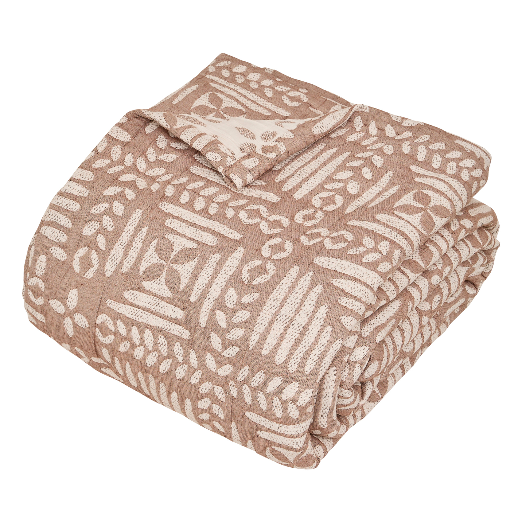 Dessus de lit matelassé à motif ethnique