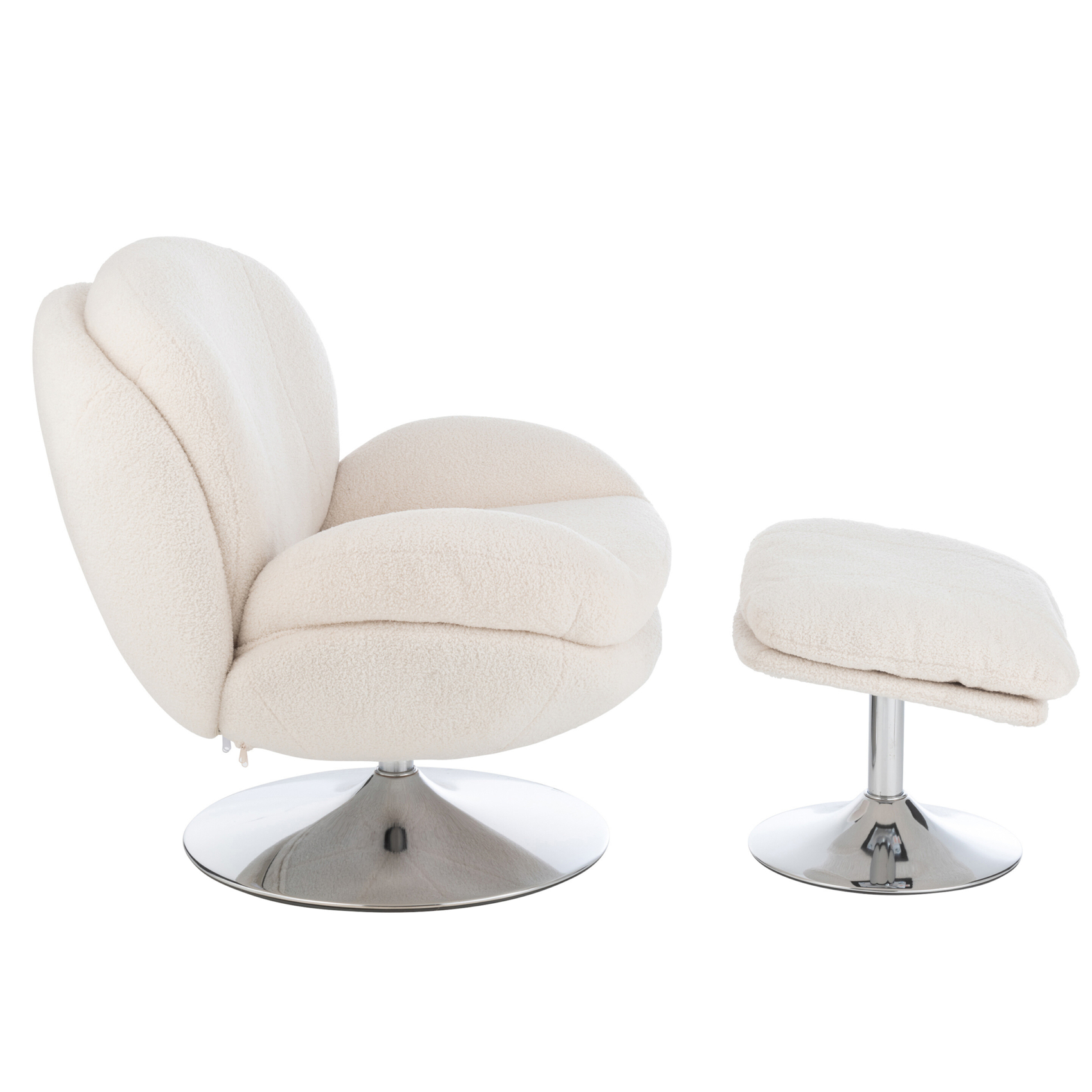 Fauteuil relax et repose pied effet velours texturé — vue 3