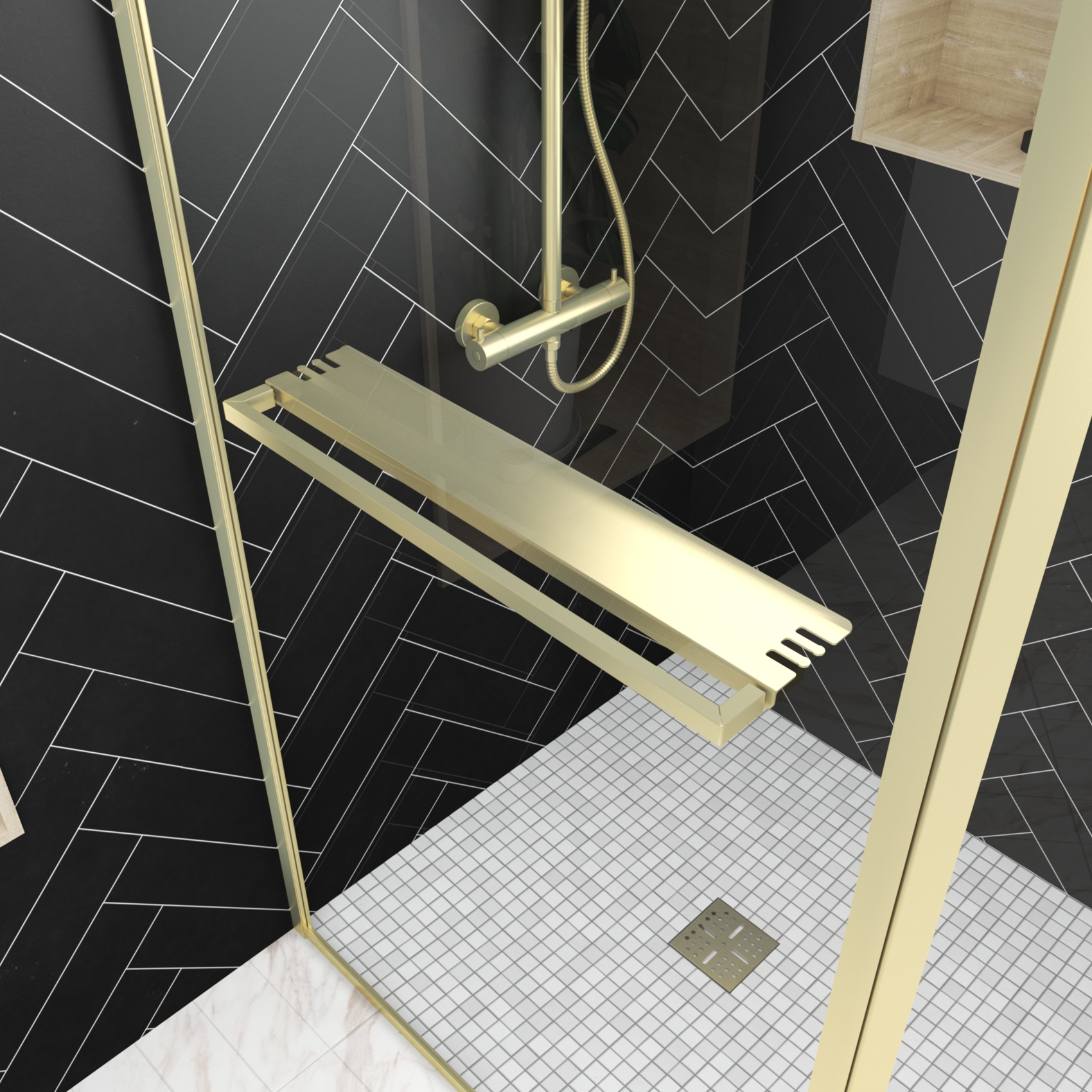 Paroi de douche à l’italienne 3-en-1 avec volet pivotant — vue 3