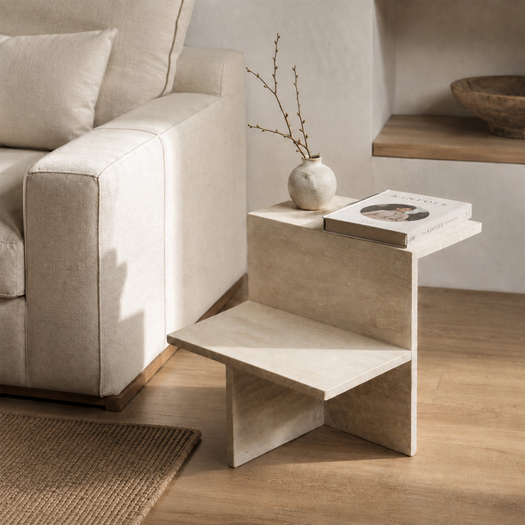 Table d'appoint en travertin — vue 4