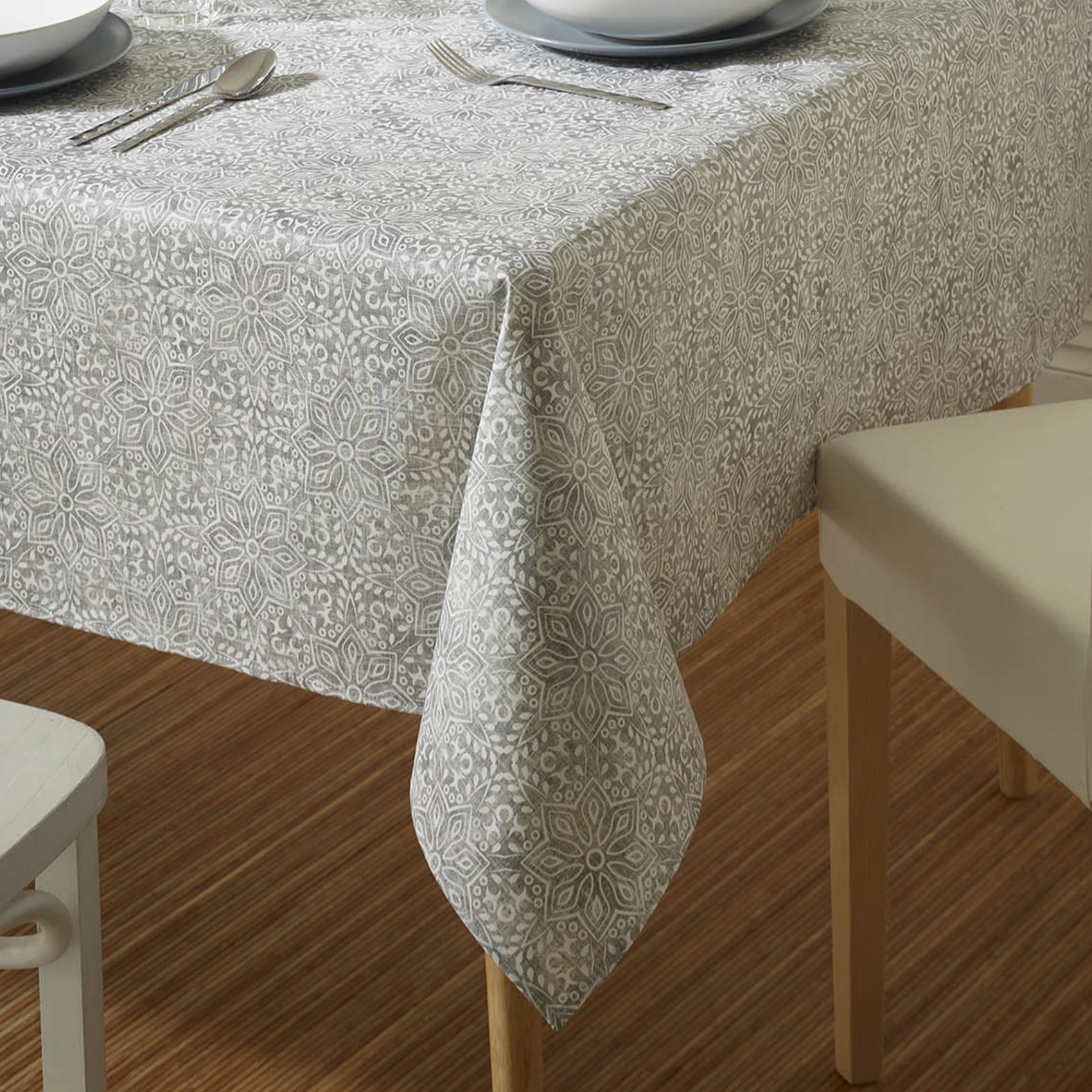 Nappe rectangulaire en polycoton enduit anti-tache graphique — vue 3
