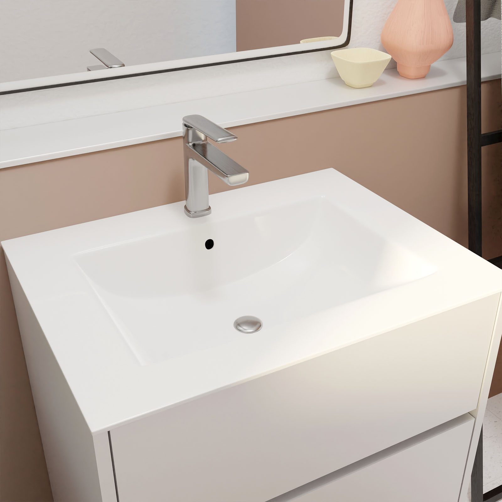 Meuble de salle de bains sur pieds avec 3 tiroirs et vasque en céramique — vue 5