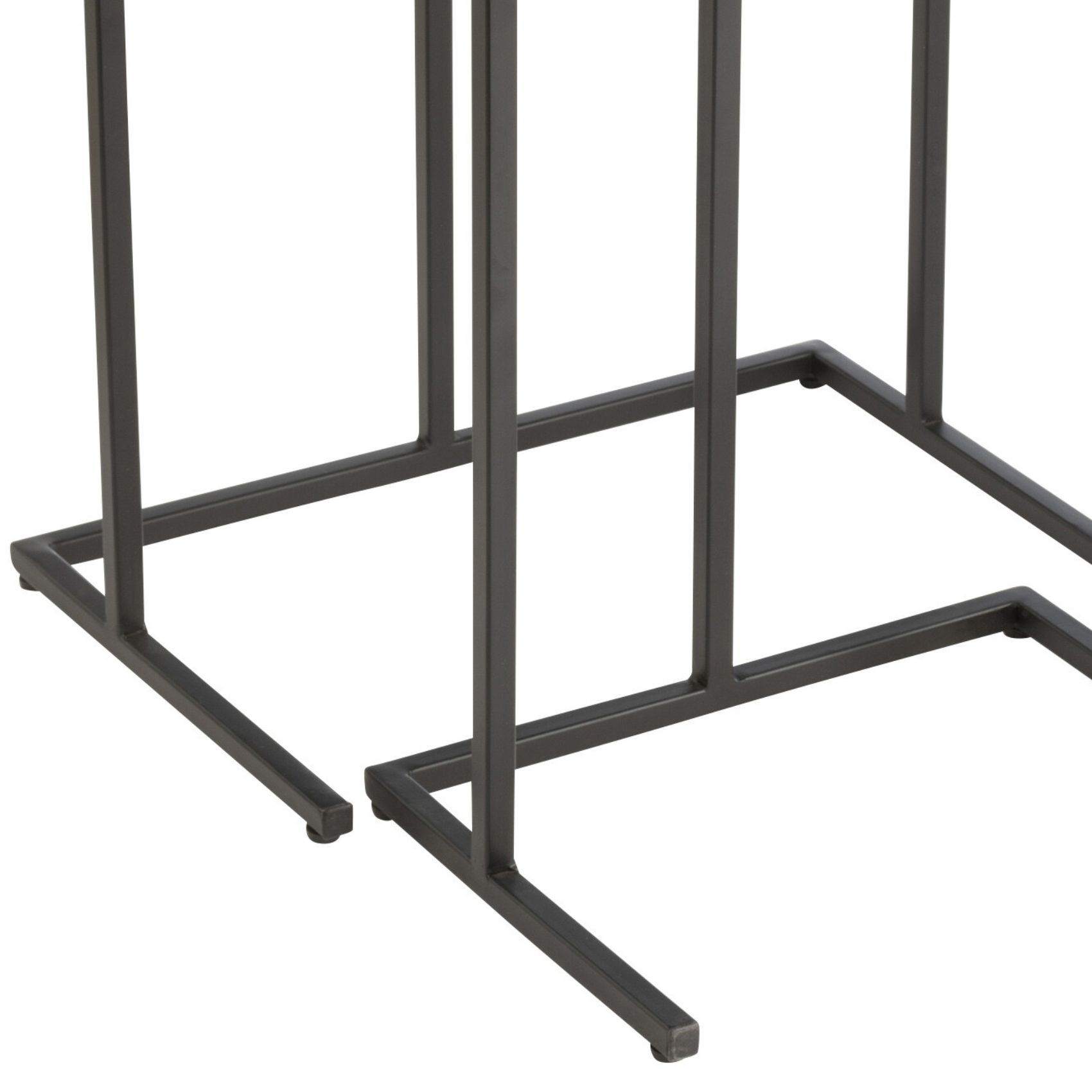 Set de 2 tables d’appoint rectangulaires en bois de manguier et métal — vue 4