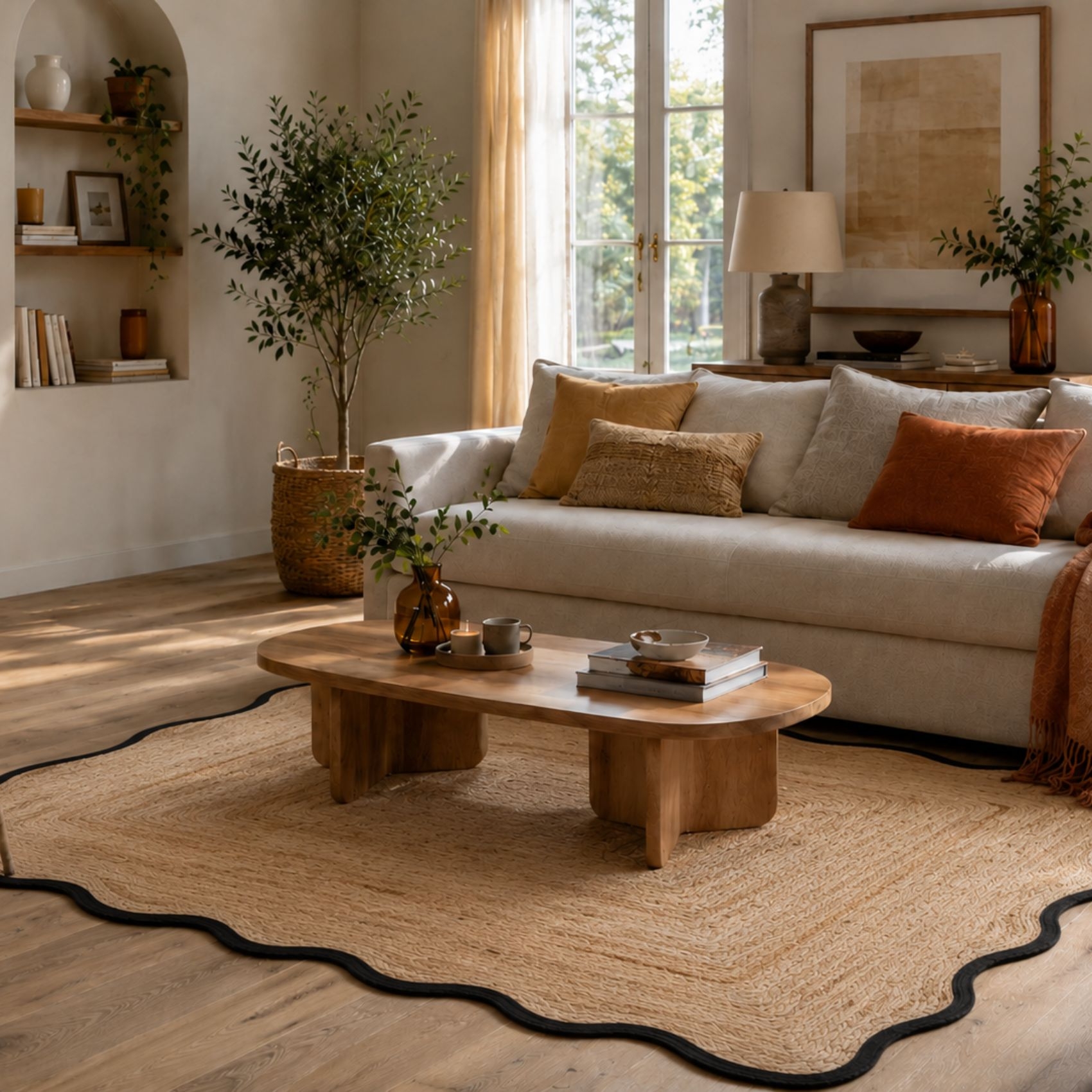 Tapis de salon tressé avec finition ondulée — vue 6