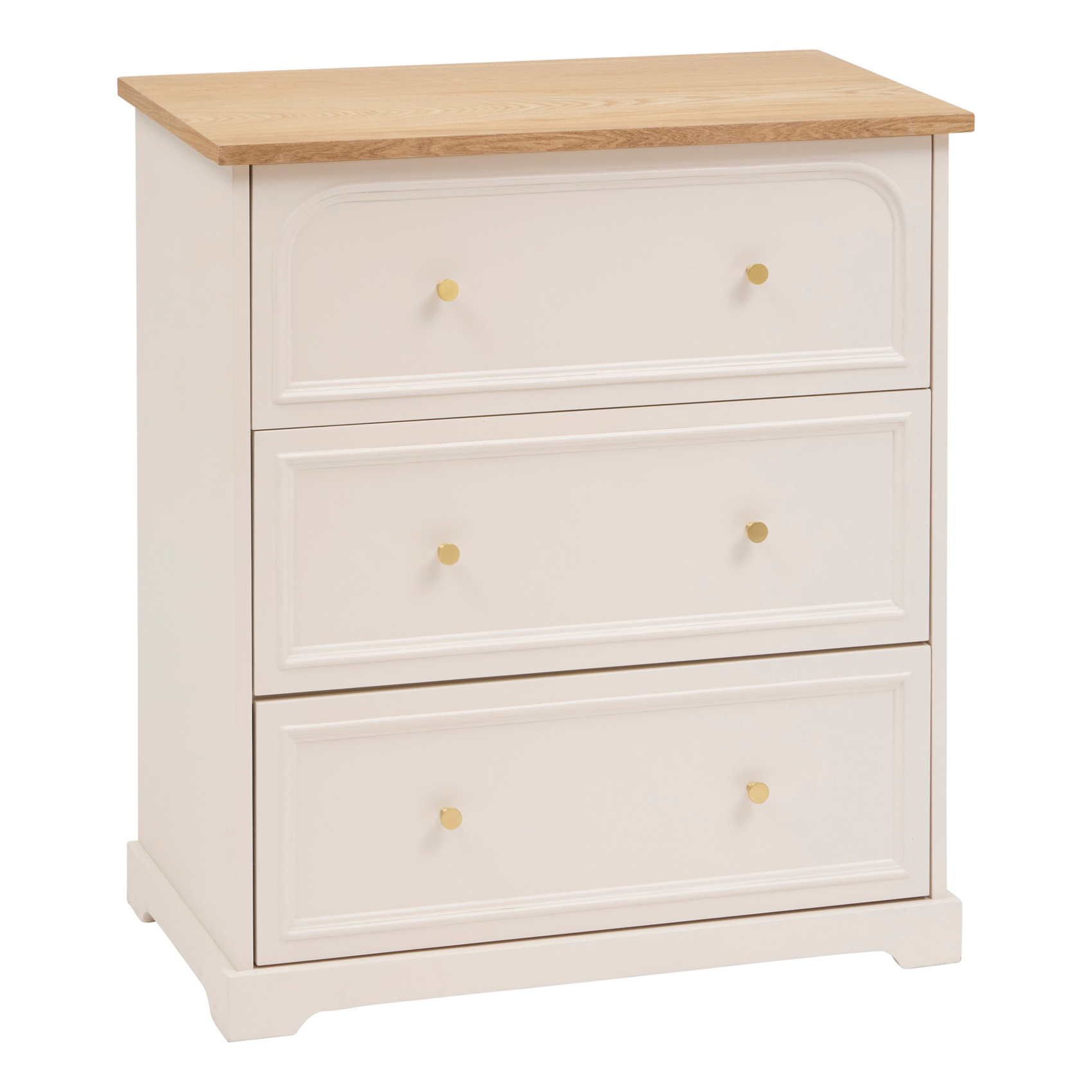 Commode 3 tiroirs en bois avec plateau en frêne