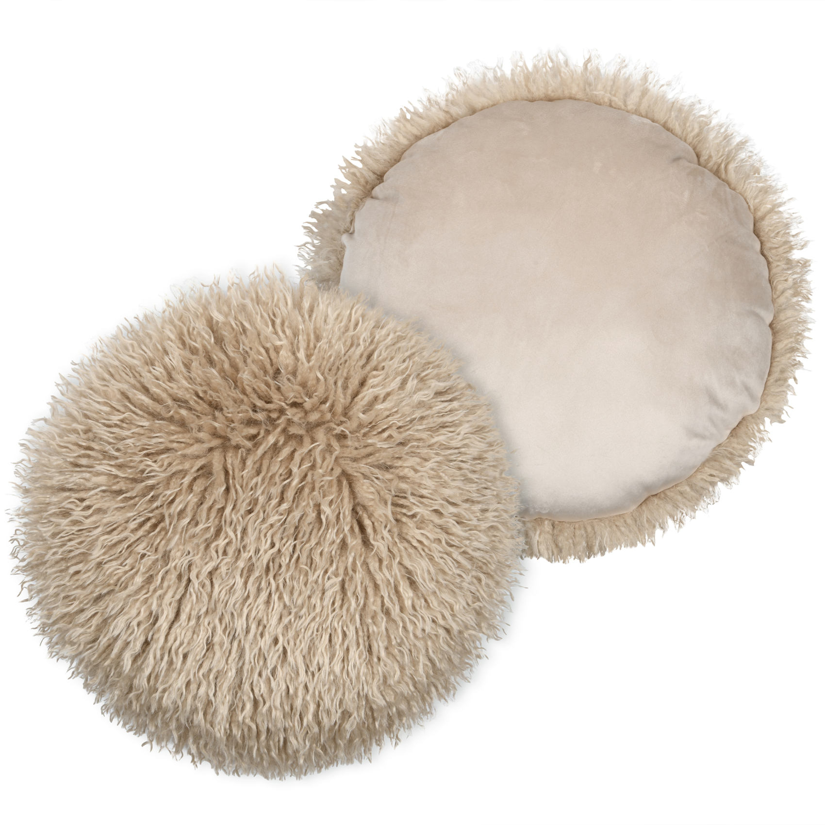 Coussin rond imitation fourrure longue — vue 6