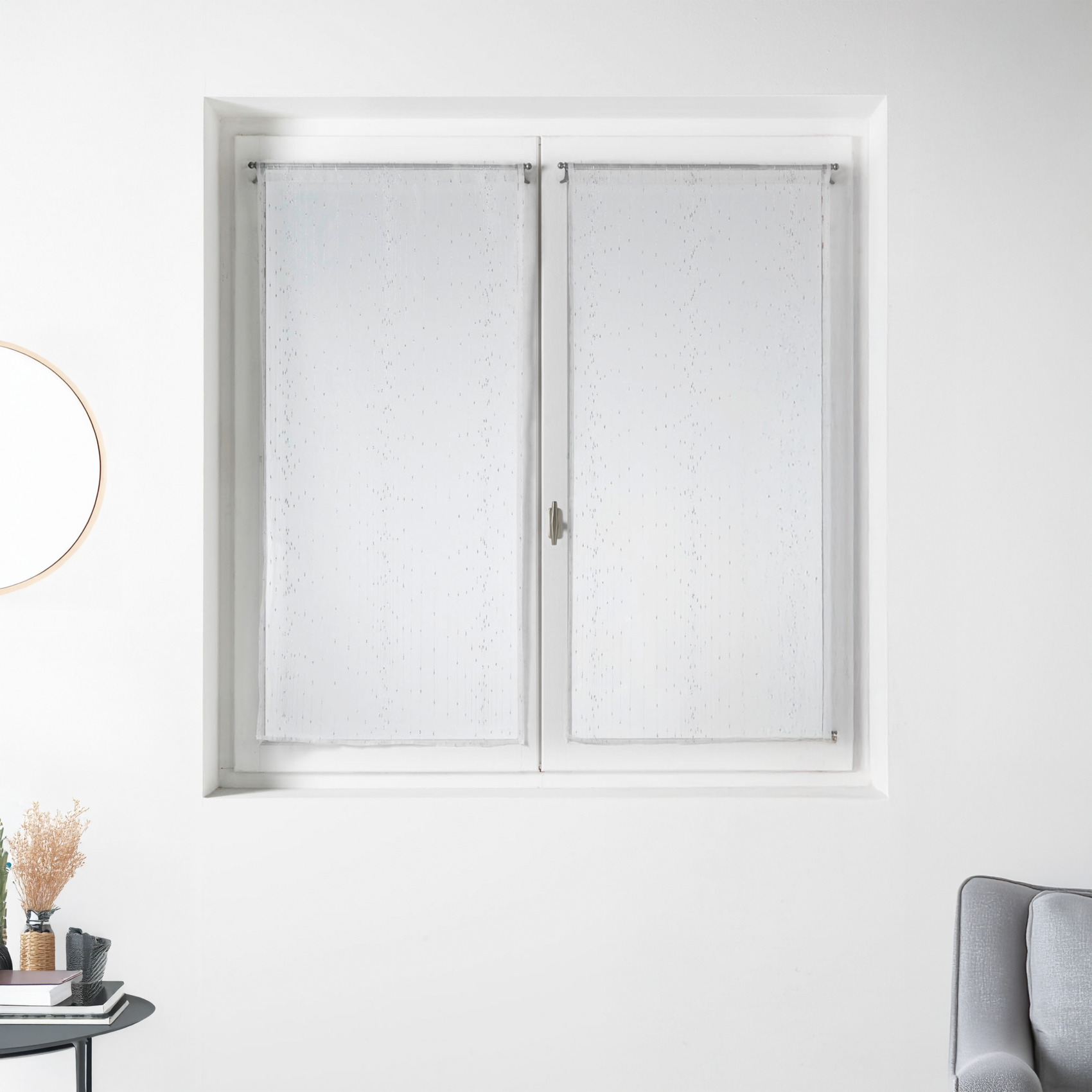 Paire de Petits voilages en Organza à Rayures Argentées — vue 3